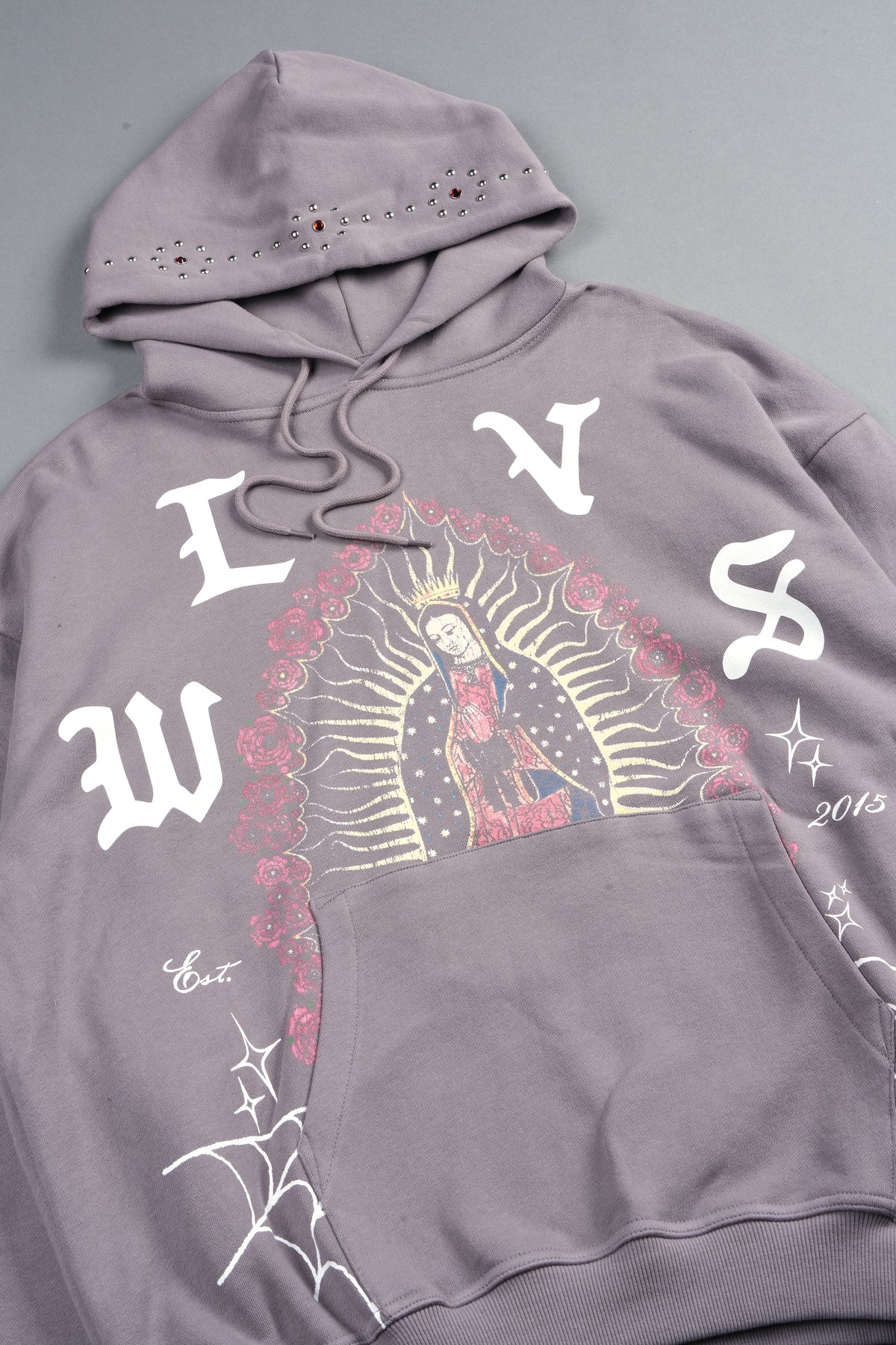 Dama De Las Rosas Bishop Hoodie In Pale Gray
