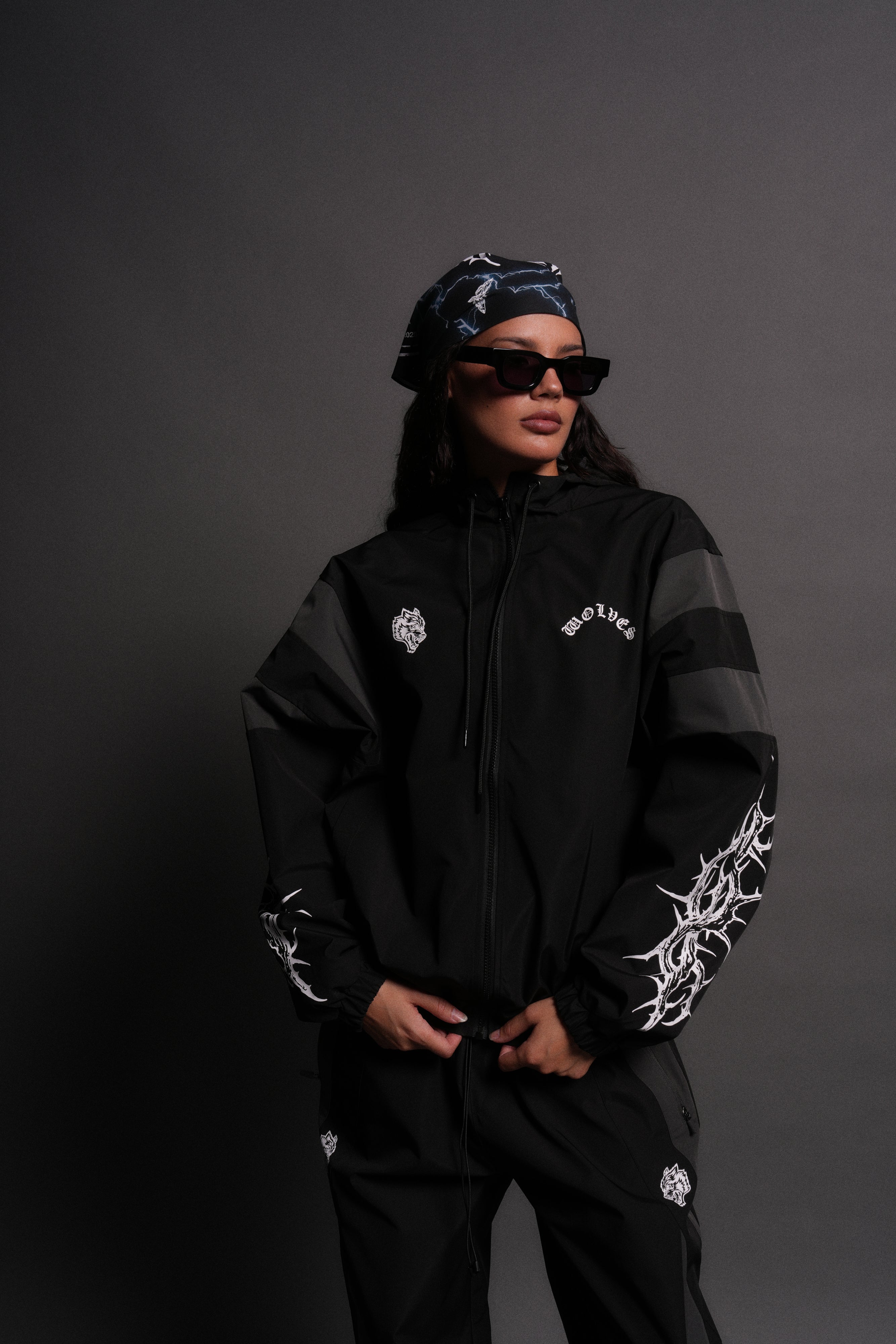 Thorns Brolic Unisex Track Jacket in Black/Wolf Gray