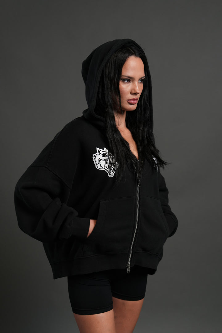 Stand-Off Vex Double Zip Hoodie in Black