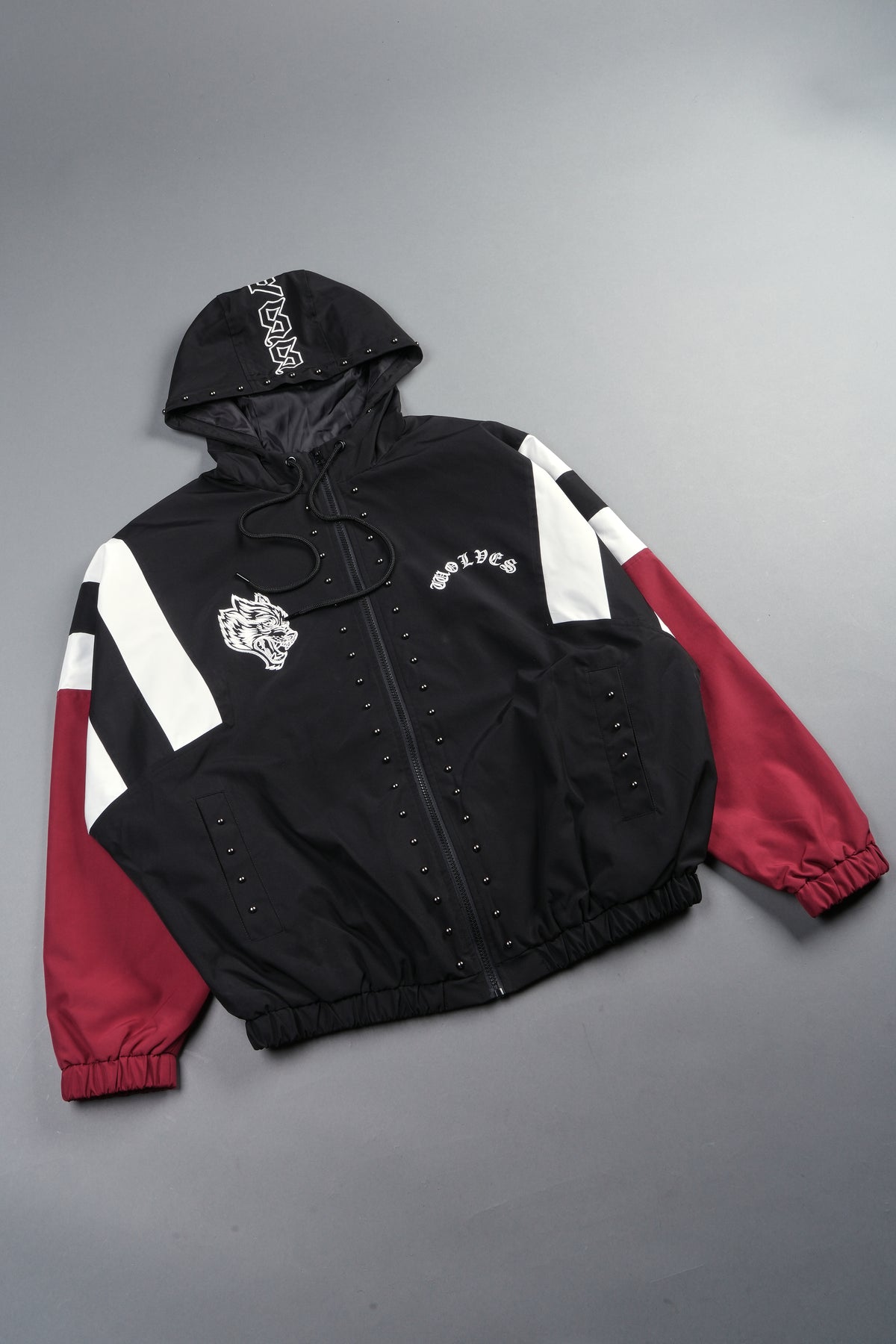 Lobo Chopper Brolic Track Jacket In Black/Cherry Red