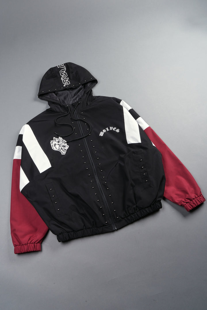 Lobo Chopper Brolic Track Jacket In Black/Cherry Red