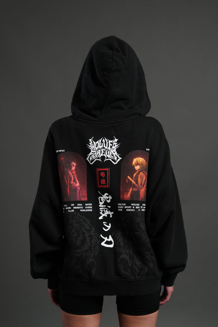 Stand-Off Vex Double Zip Hoodie in Black