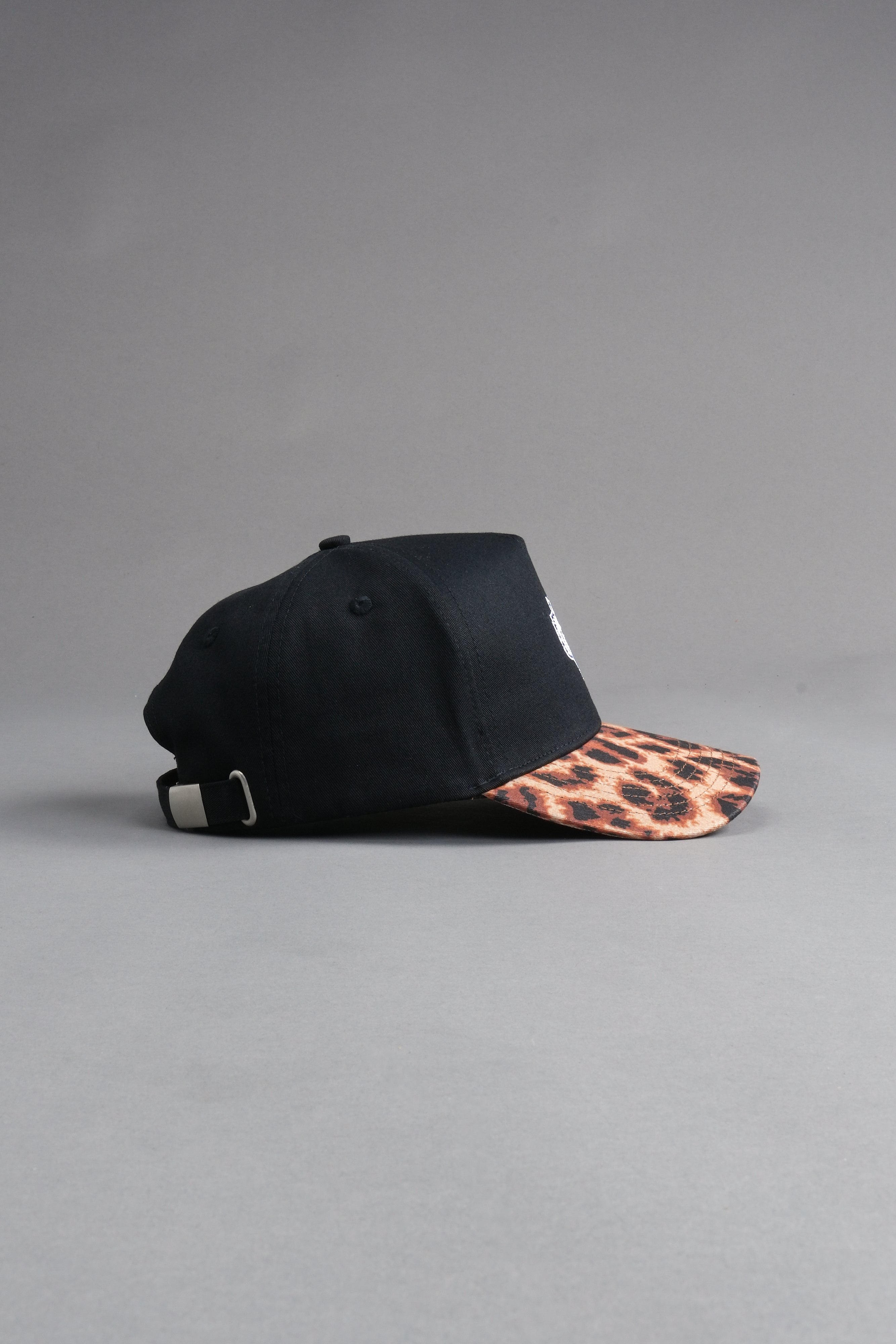 Wolf Head 5 Panel Hat in Black/Clay Leopard