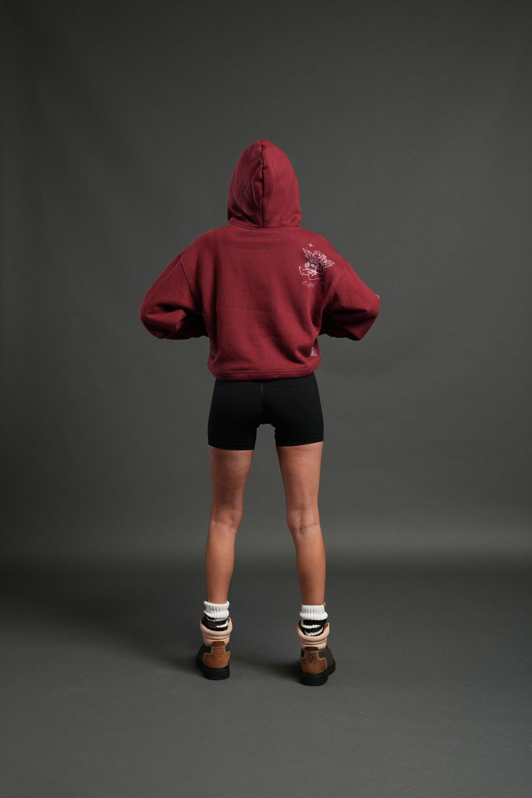 Fallen Cherub "Dempsey" (Cropped) Hoodie in Cherry Red