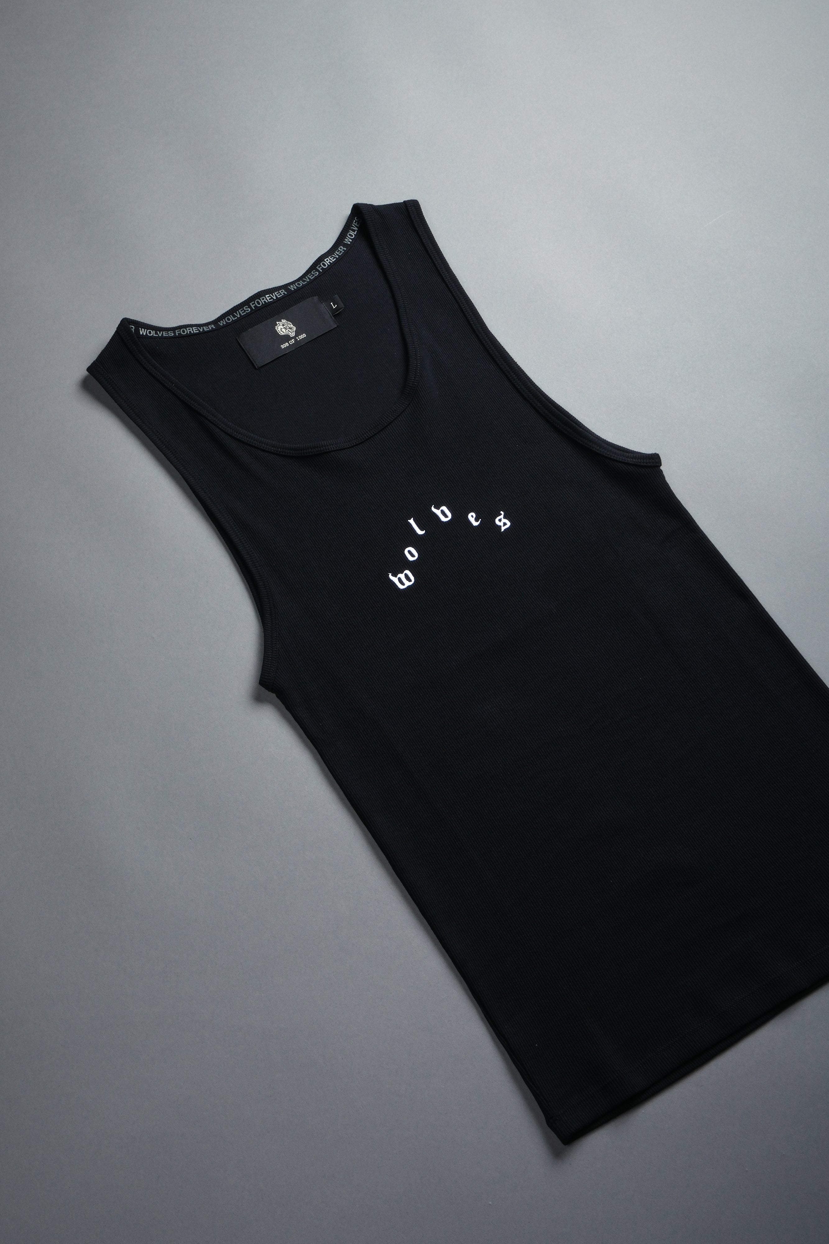 Wolves Pyramid Ribbed Tank V2 in Black