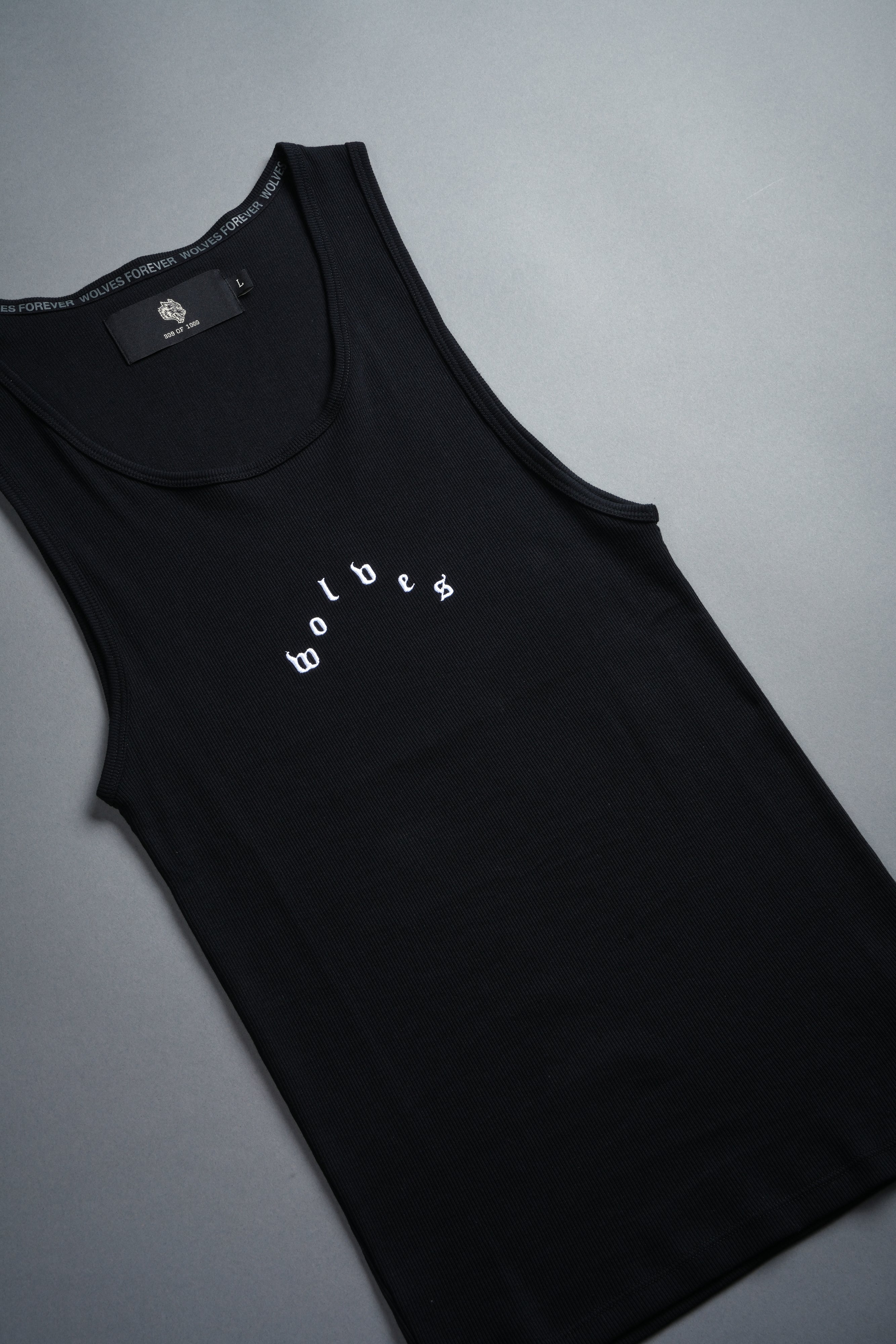 Wolves Pyramid Ribbed Tank V2 in Black