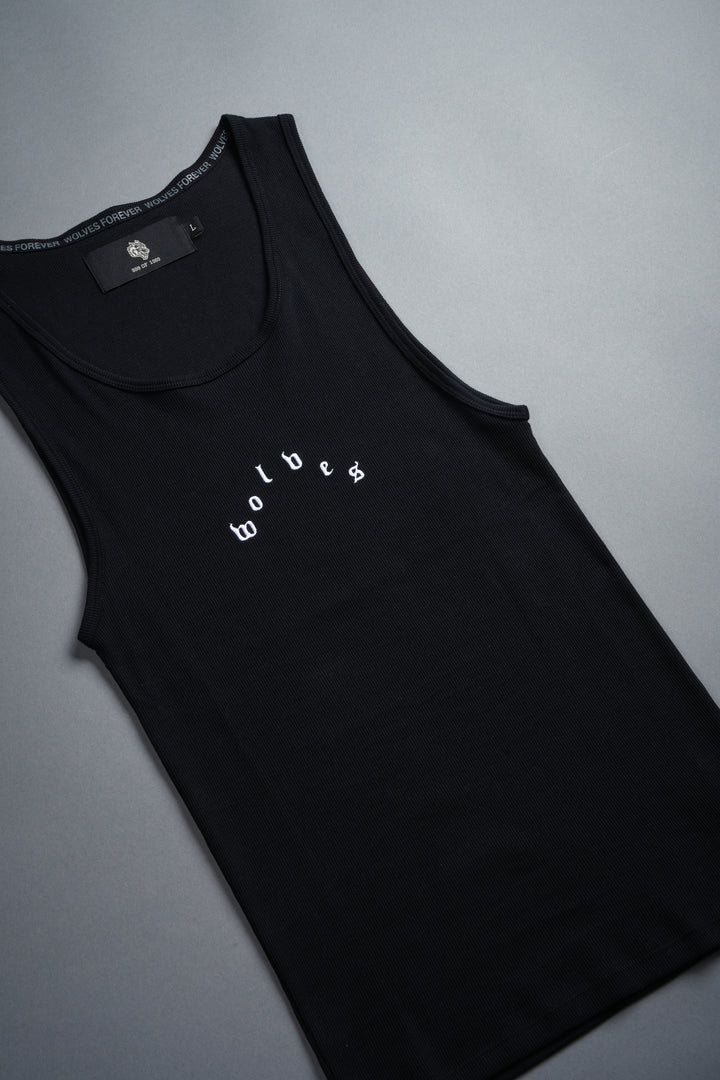 Wolves Pyramid Ribbed Tank V2 in Black