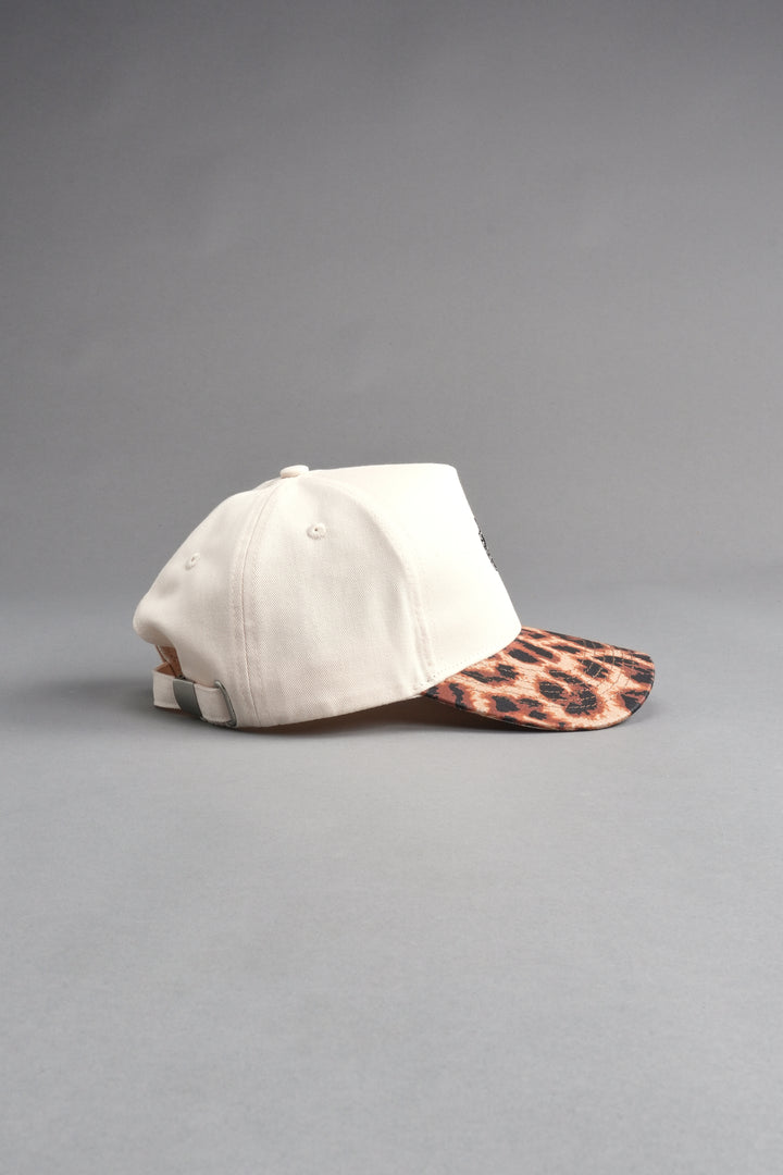 Wolf Head 5 Panel Hat in Cream/Clay Leopard
