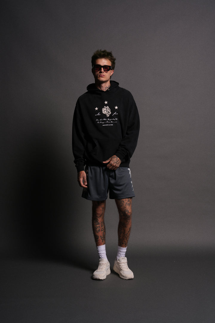 She's a Star Unisex "Pierce" Hoodie in Black Drift Wash