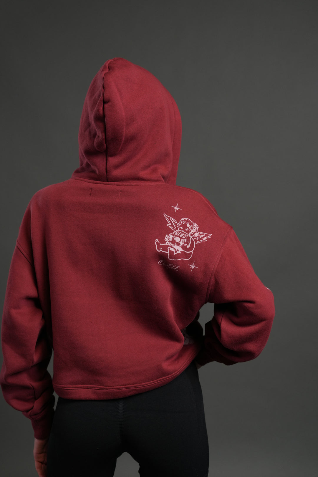 Fallen Cherub "Dempsey" (Cropped) Hoodie in Cherry Red
