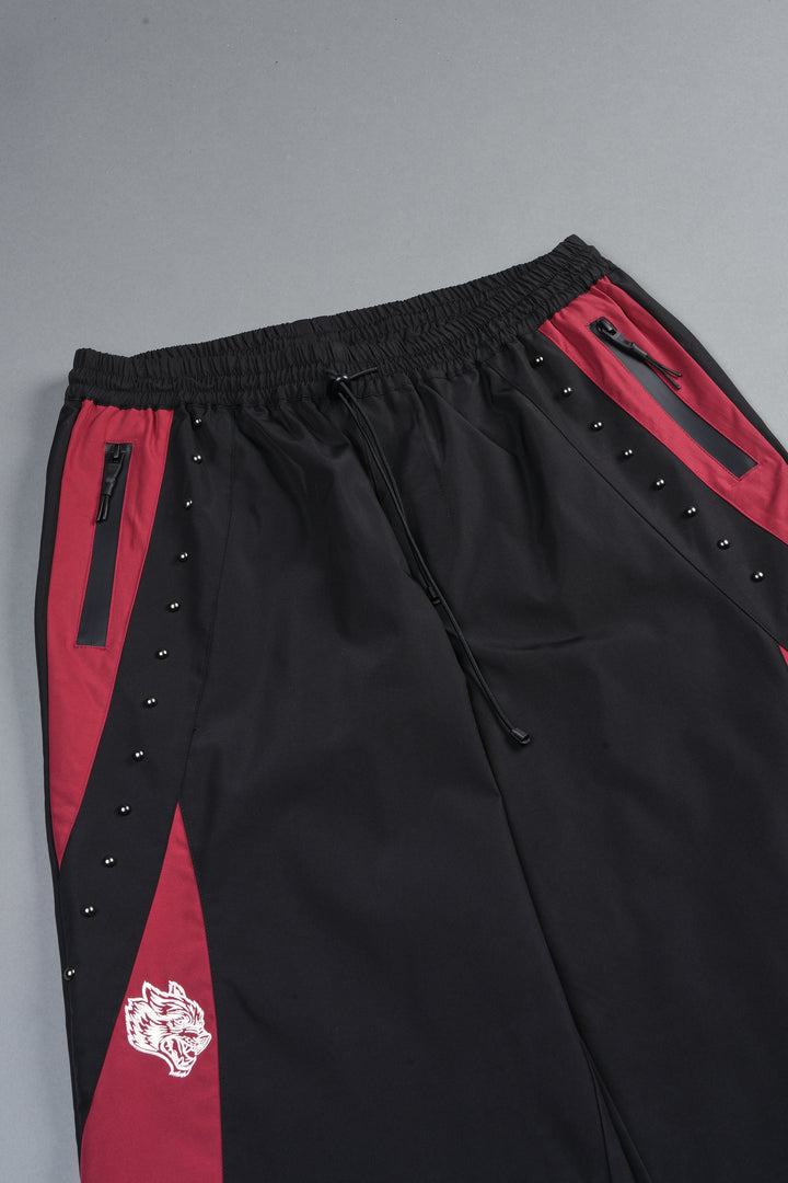Lobo Chopper Brolic Track Pants In Black/Cherry Red
