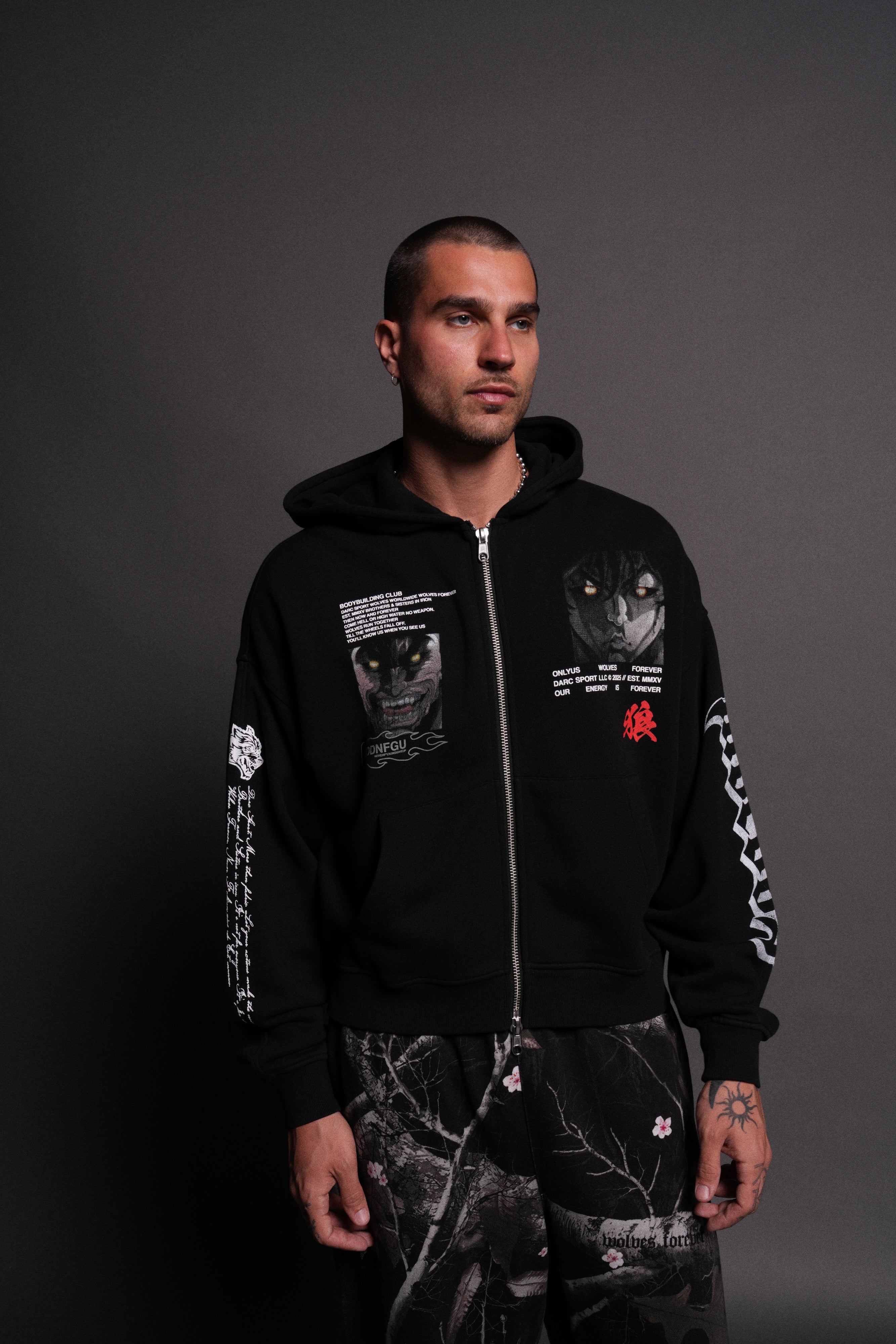 Hanma Legacy Darco Double Zip Hoodie in Black