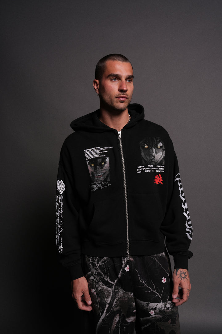 Hanma Legacy Darco Double Zip Hoodie in Black