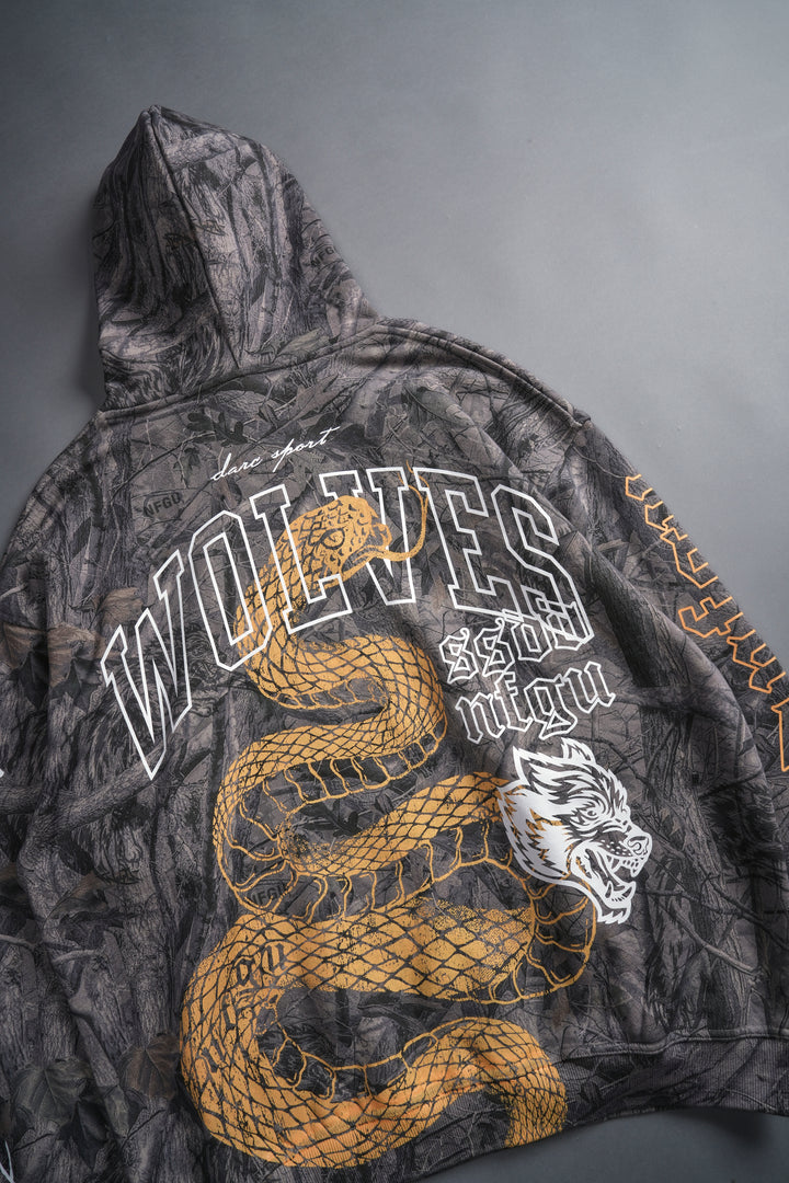 New Beginnings "Pierce" Hoodie in Driftwood Wolf Forest Camo