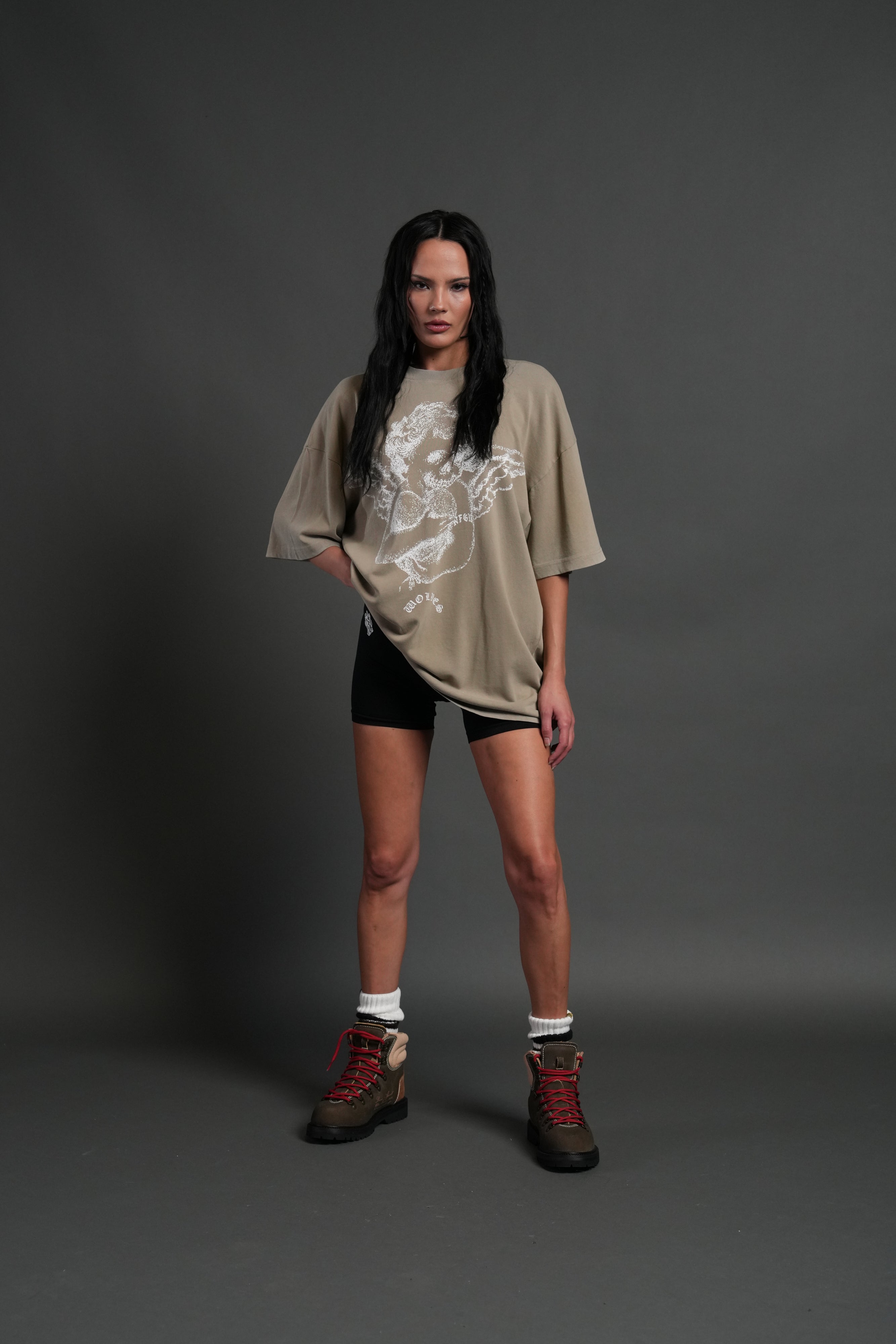Shielded Heart Unisex "Premium" Oversized Tee in Taupe