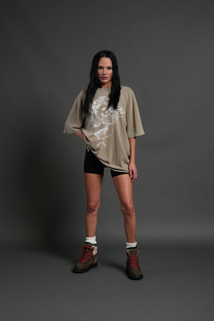 Shielded Heart Unisex "Premium" Oversized Tee in Taupe