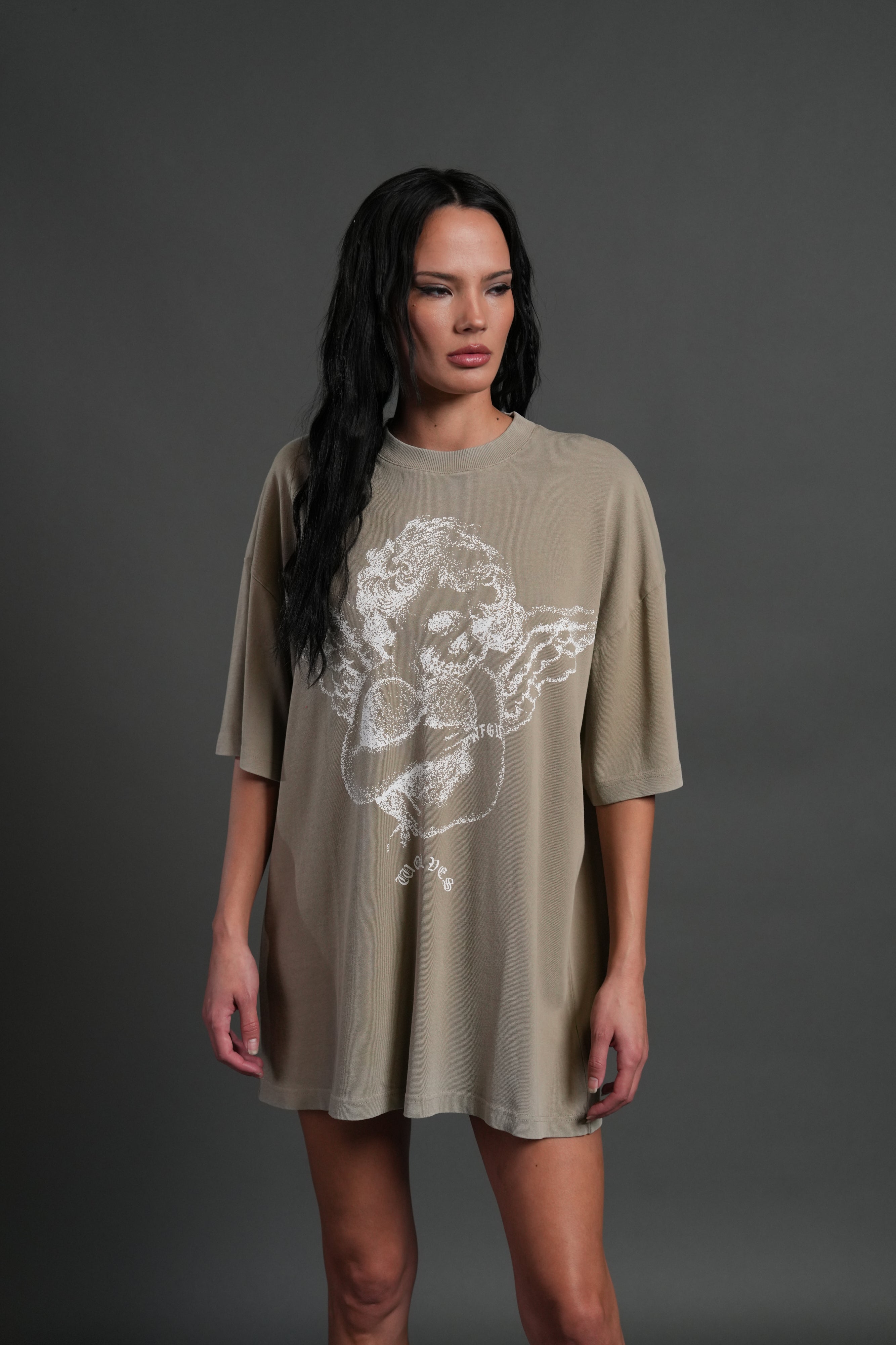 Shielded Heart Unisex "Premium" Oversized Tee in Taupe