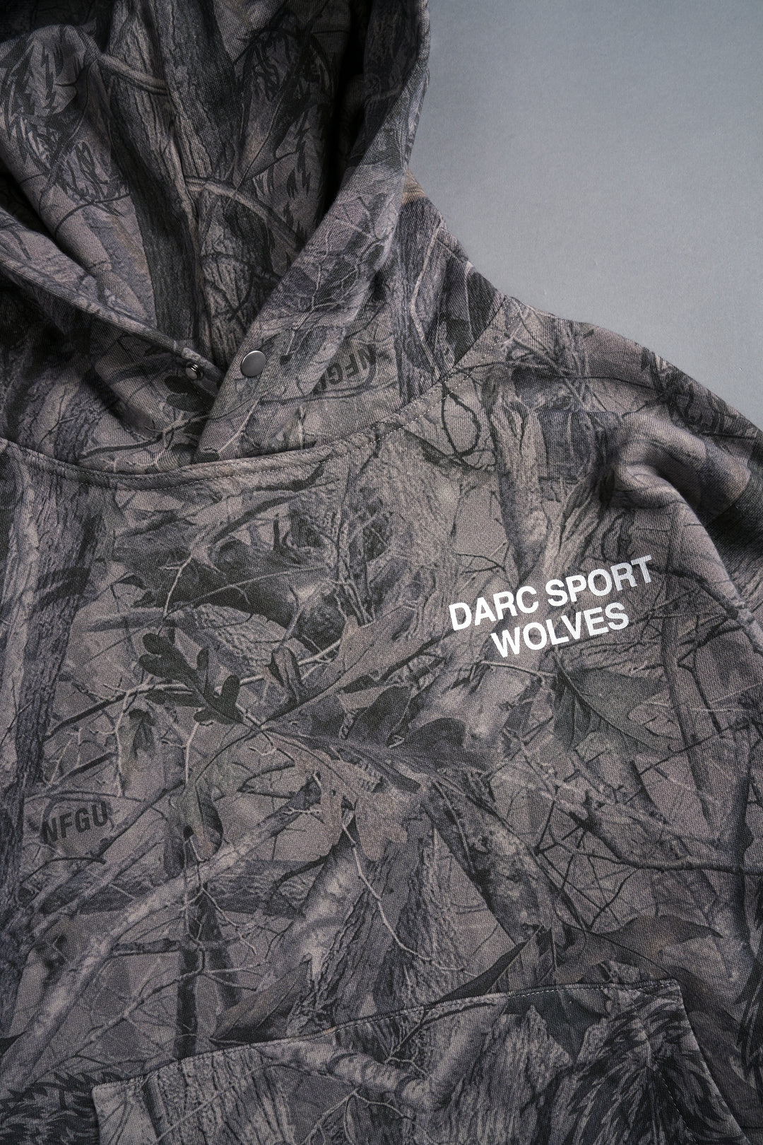 Darc Sport Wolves "Box Cut" Hoodie in Driftwood Wolf Forest Camo