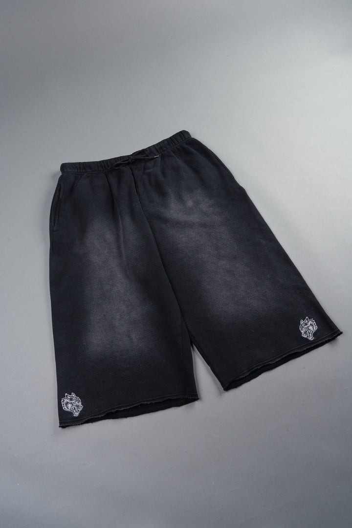 Dual Wolf Capri Sweat Pants In Black Super Sun Fade
