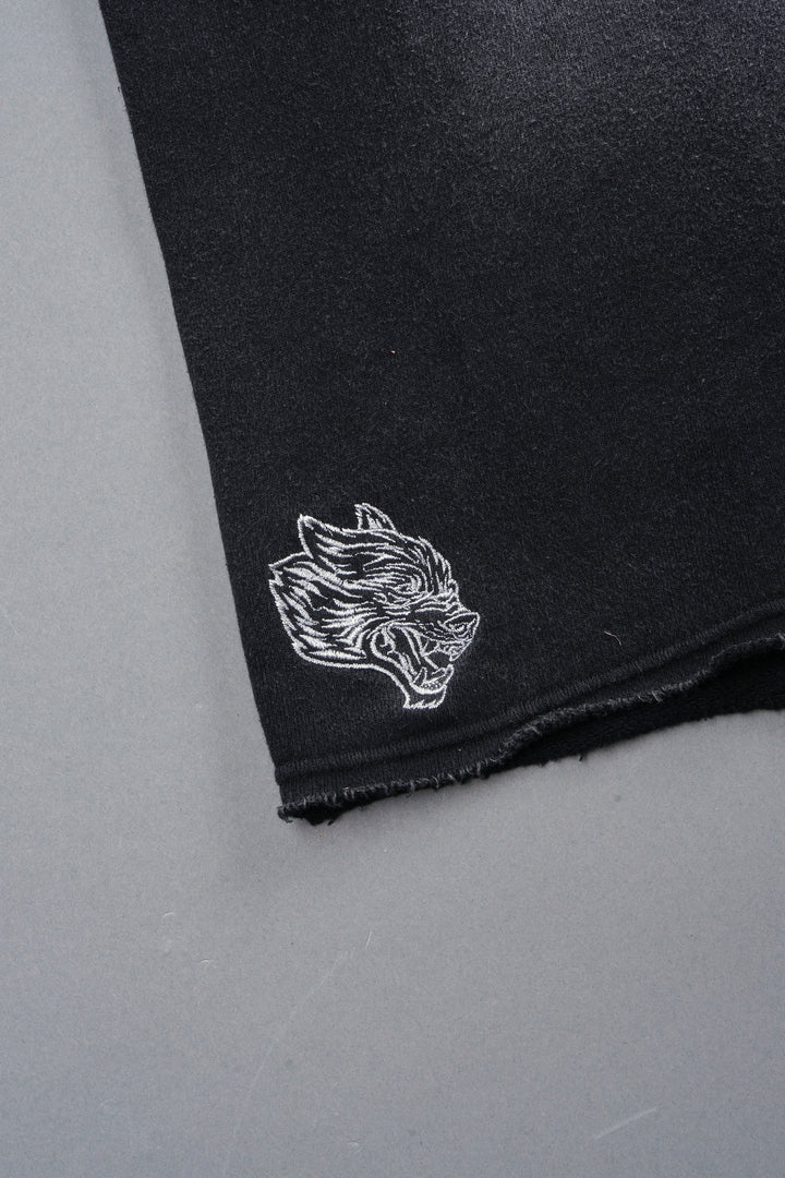 Dual Wolf Capri Sweat Pants In Black Super Sun Fade