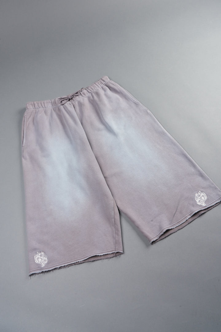 Dual Wolf Capri Sweat Pants In Pale Gray Super Sun Fade