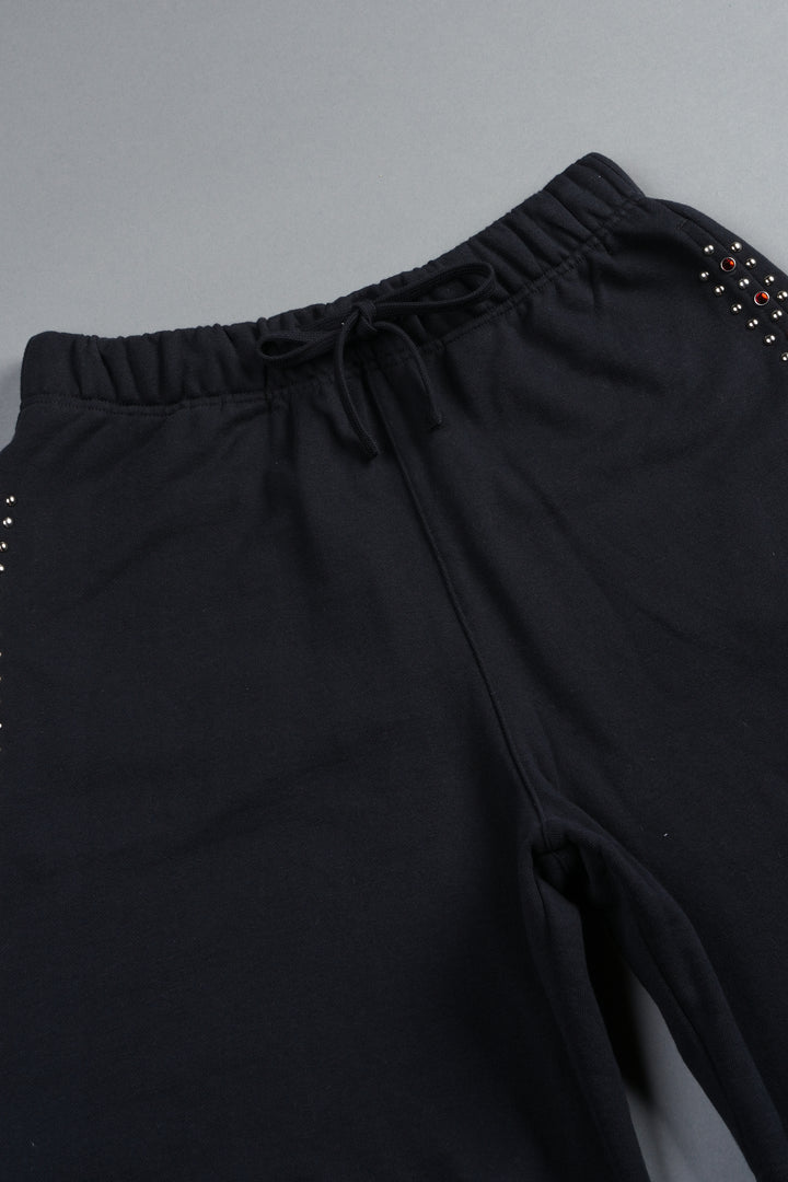 Stud Muerto Grunge Oversized Raw Hem Post Lounge Sweat Shorts In Black