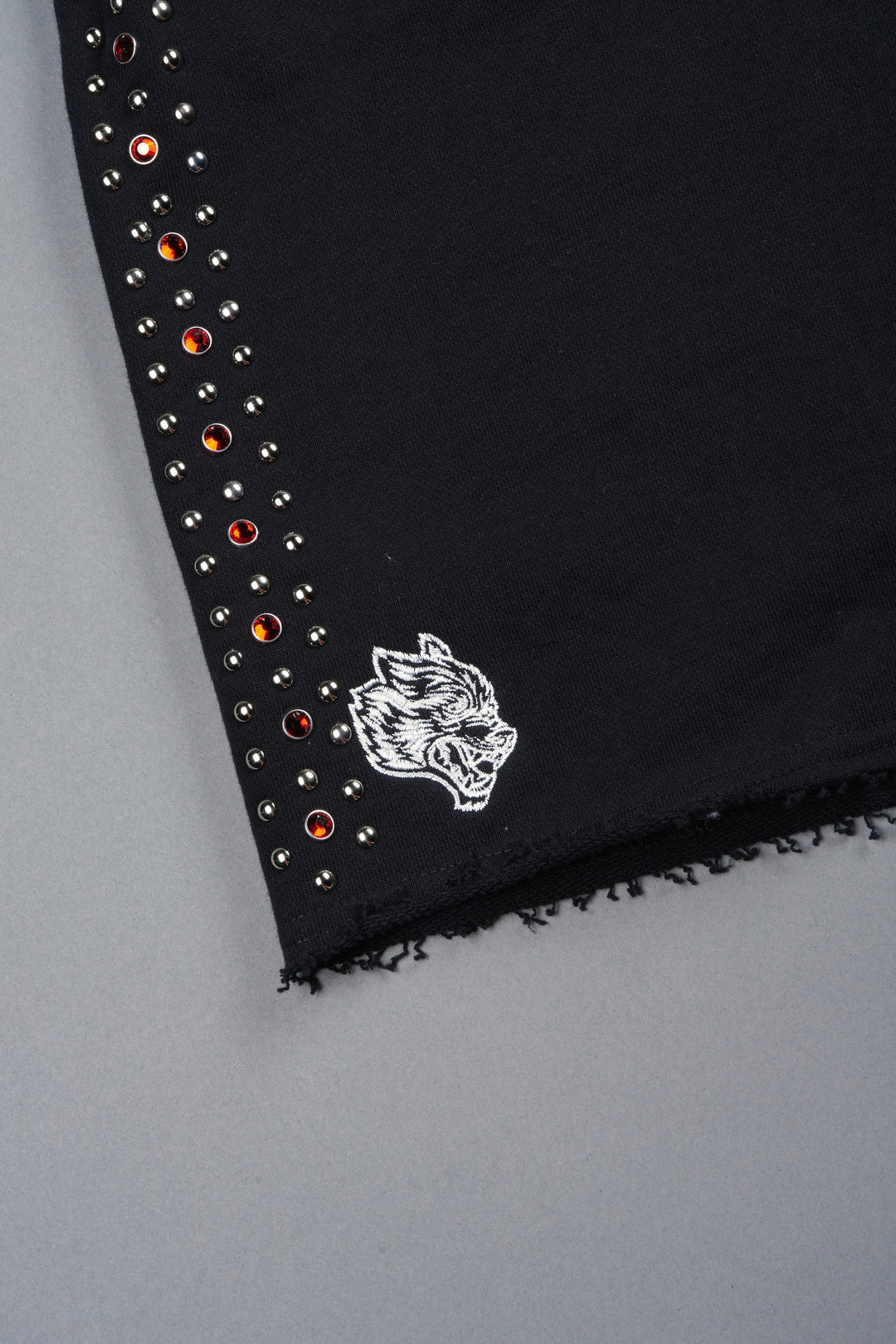 Stud Muerto Grunge Oversized Raw Hem Post Lounge Sweat Shorts In Black