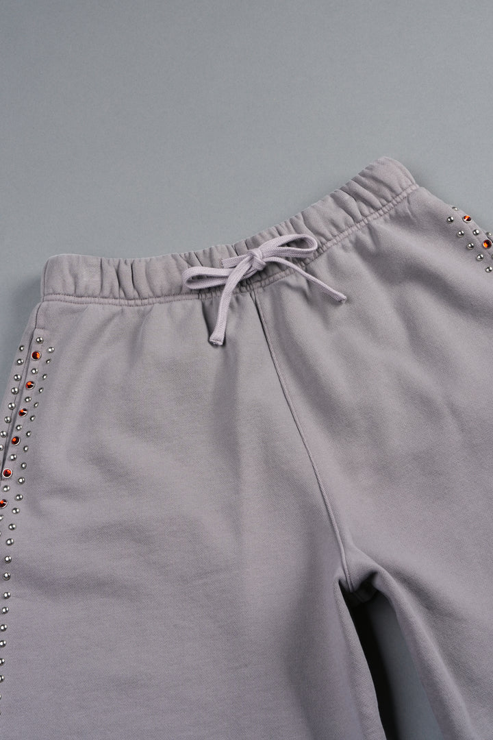 Stud Muerto Grunge Oversized Raw Hem Post Lounge Sweat Shorts In Pale Gray