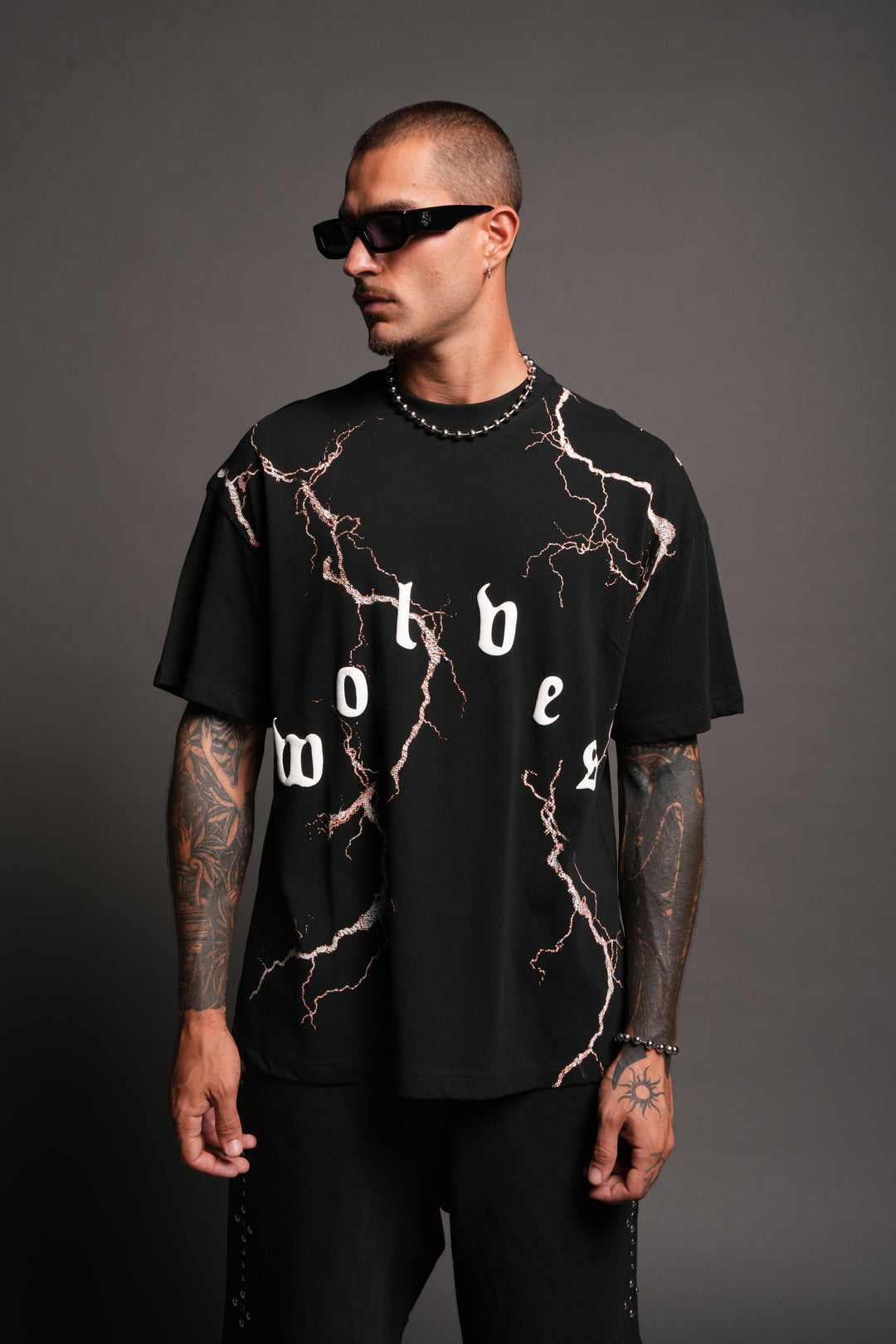 Lightning Frvr Premium Oversized Tee in Black