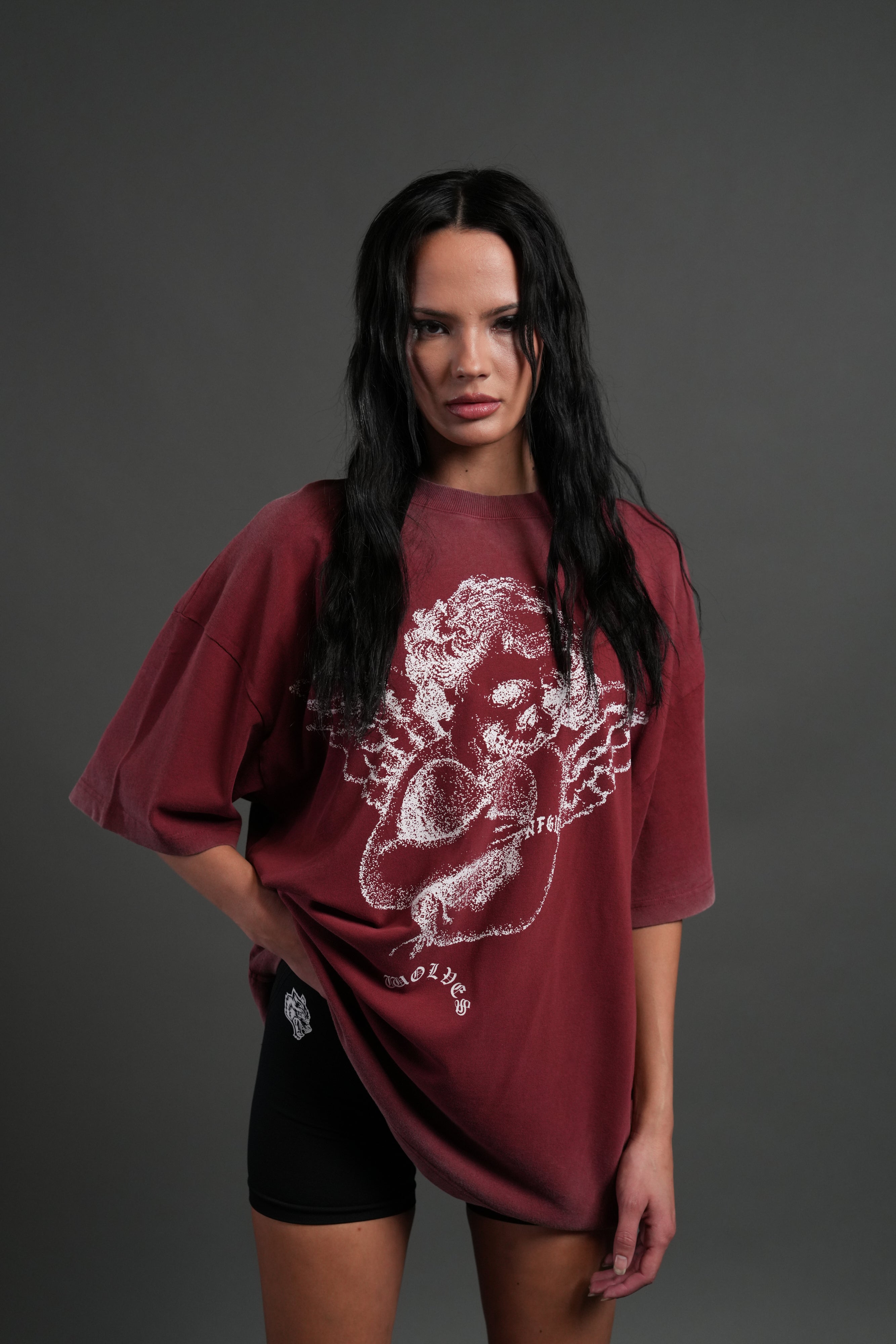 Shielded Heart Unisex "Premium" Oversized Tee in Cherry Red