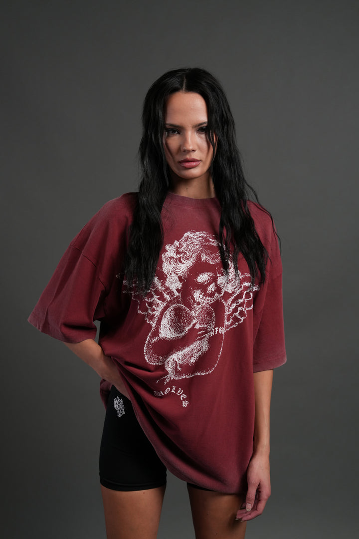 Shielded Heart Unisex "Premium" Oversized Tee in Cherry Red