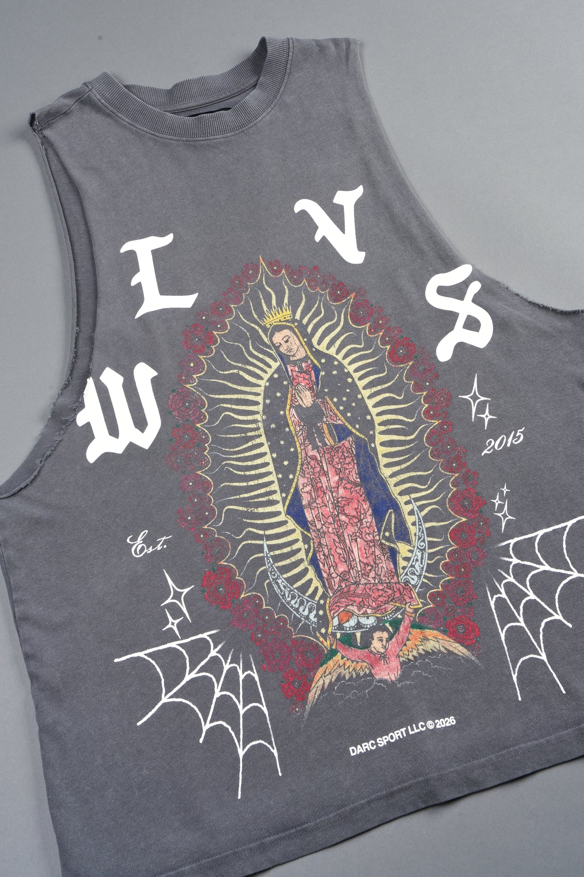 Dama De Las Rosas V2 Tommy Muscle Tee In Slate Gray