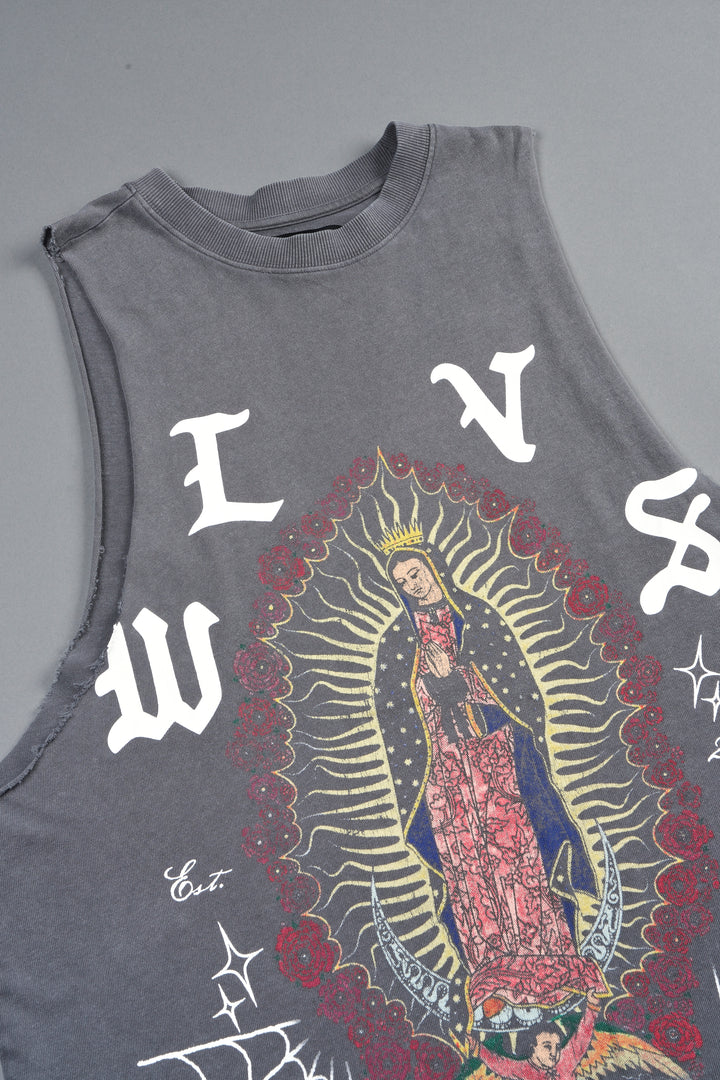 Dama De Las Rosas V2 Tommy Muscle Tee In Slate Gray