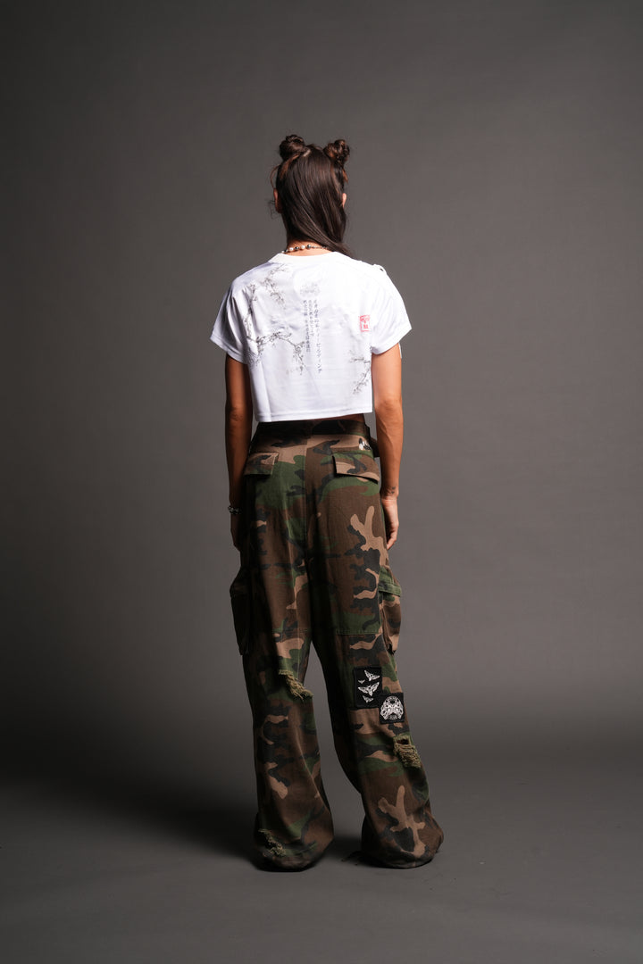 She Wave She Laced Crop Jersey Top in White