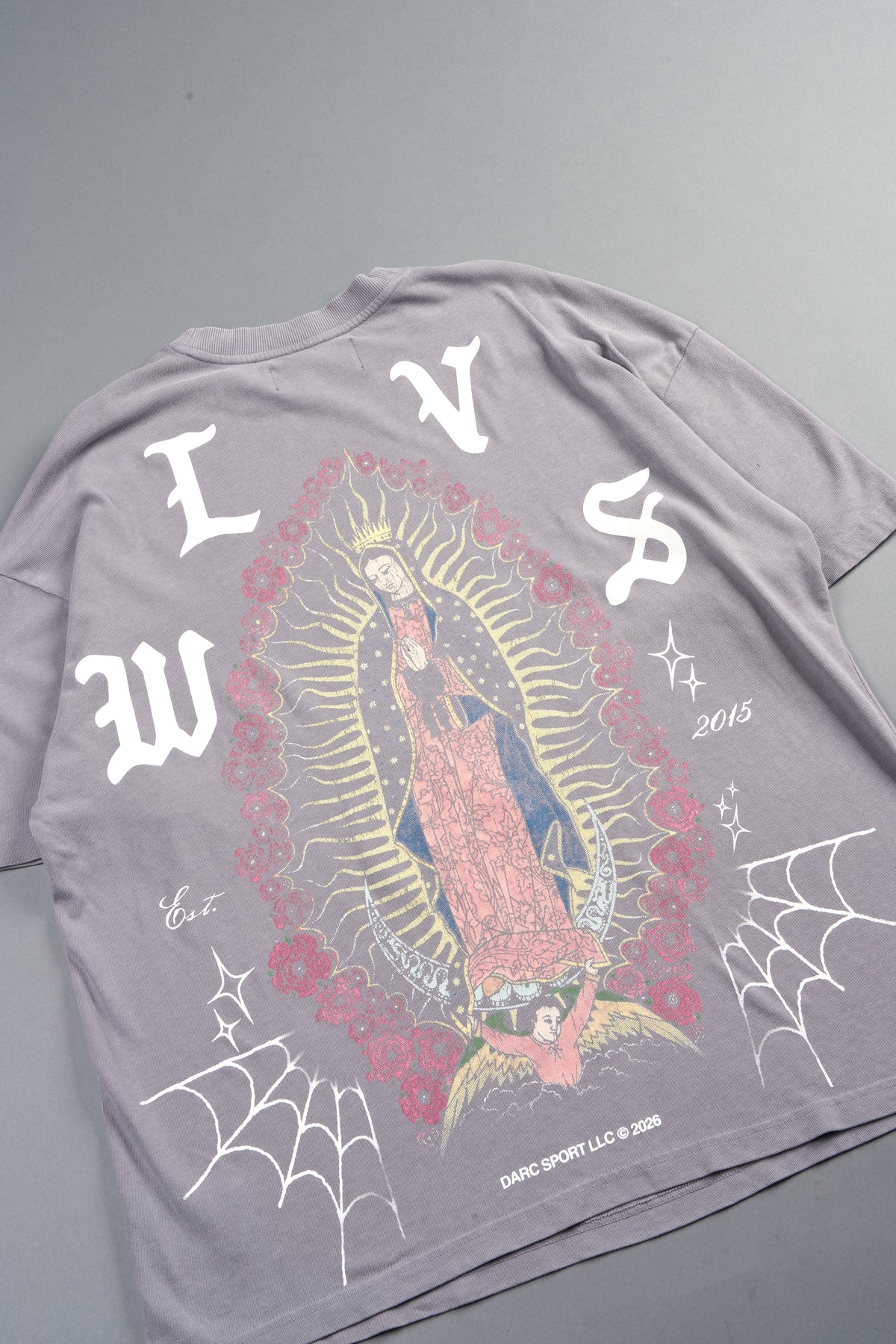 Dama De Las Rosas Premium Oversized Tee In Pale Gray