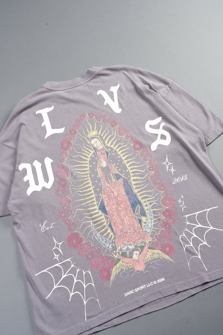 Dama De Las Rosas Premium Oversized Tee In Pale Gray