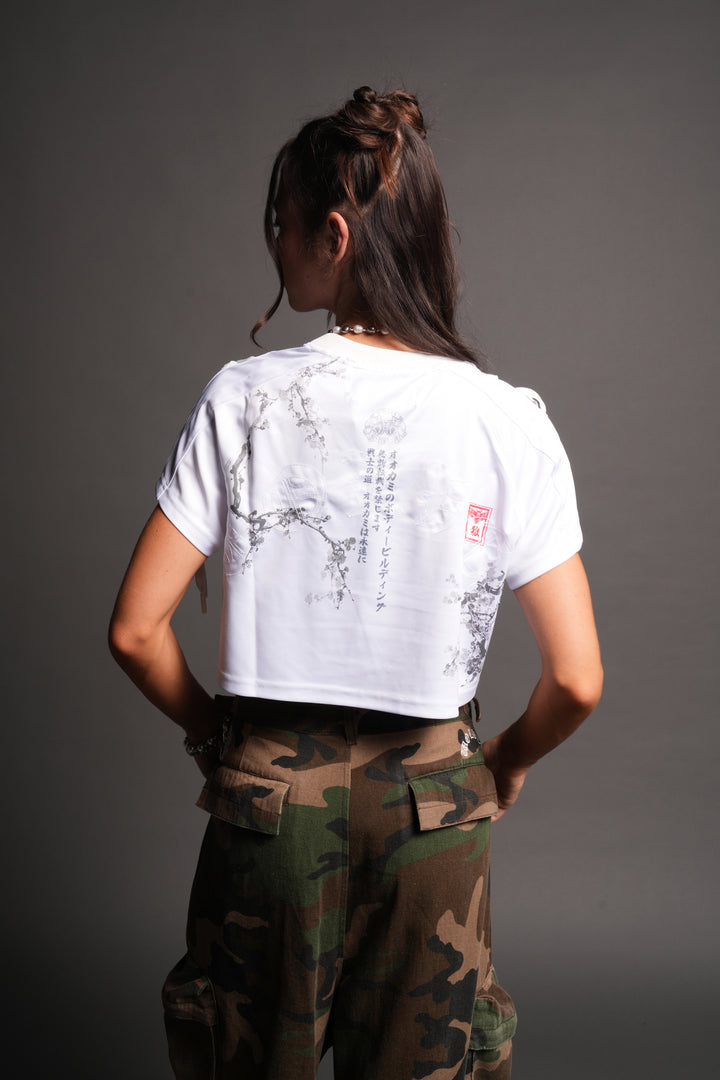 She Wave She Laced Crop Jersey Top in White