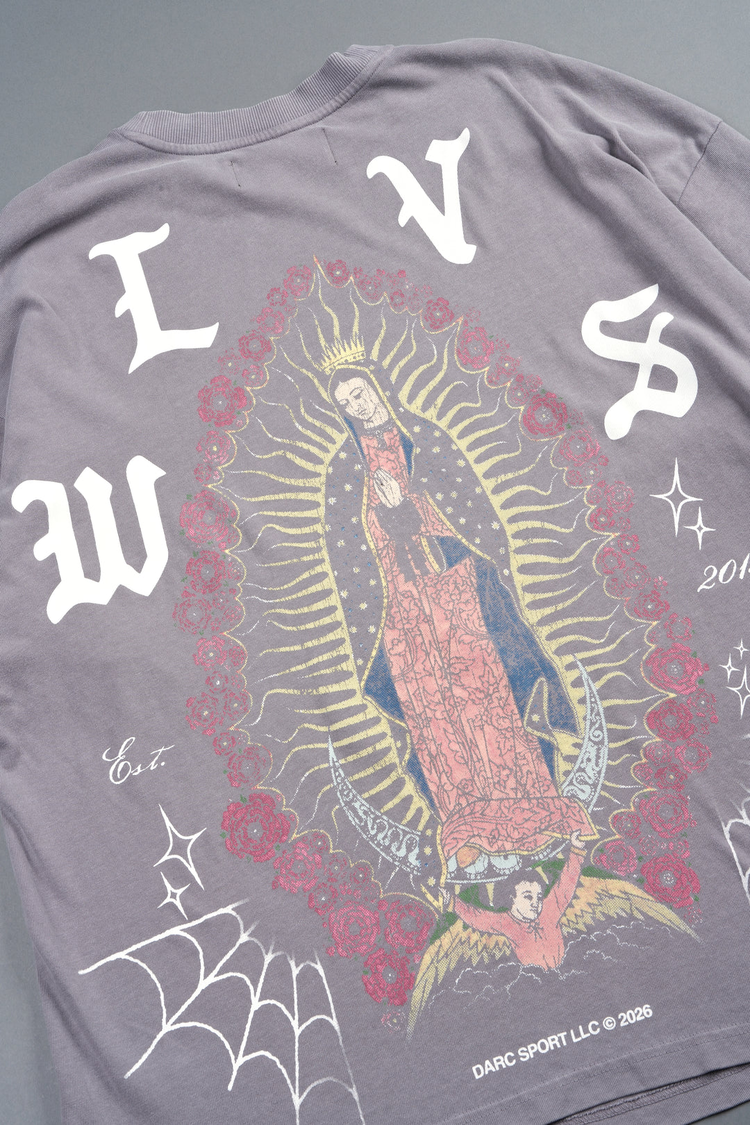 Dama De Las Rosas Premium Oversized Tee In Pale Gray