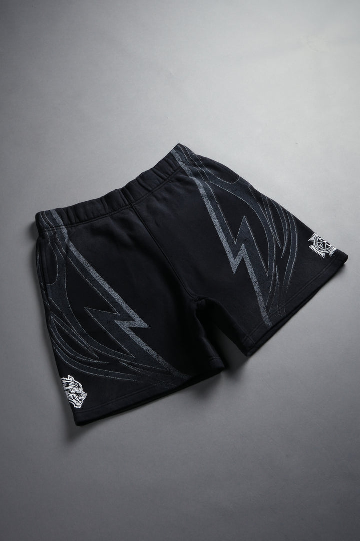 Real Recognize Real Unisex Oversized Post Lounge Sweat Shorts V2 in Black Drift Wash