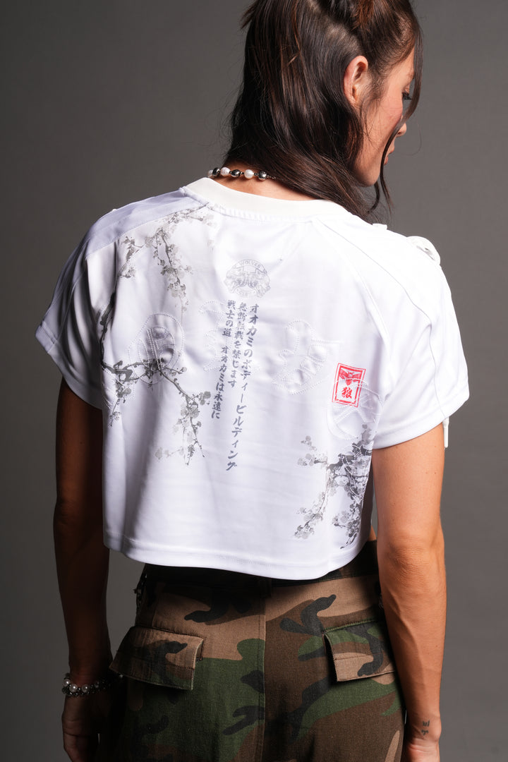 She Wave She Laced Crop Jersey Top in White
