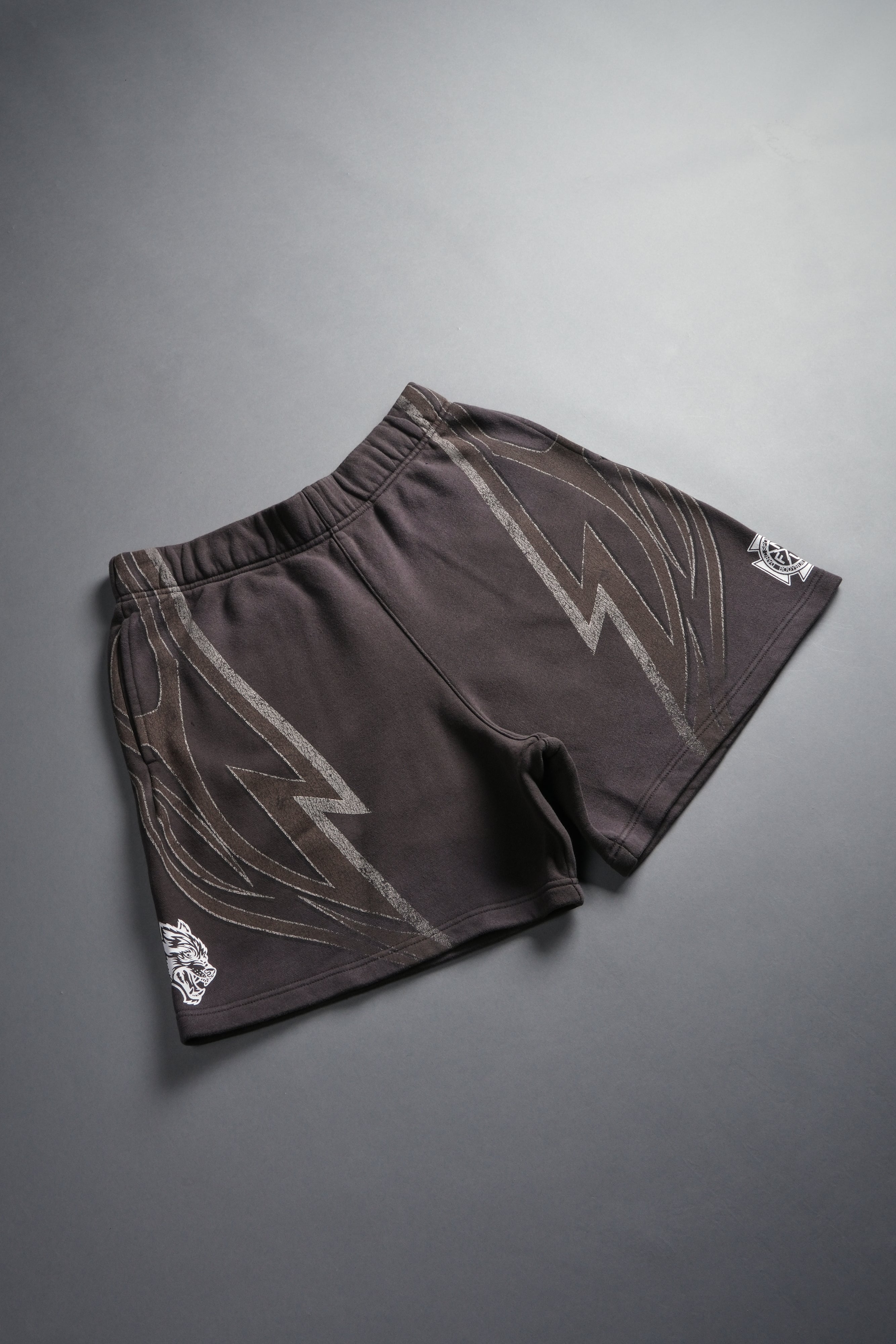 Real Recognize Real Unisex Oversized Post Lounge Sweat Shorts V2 in Darc Brown Drift Wash