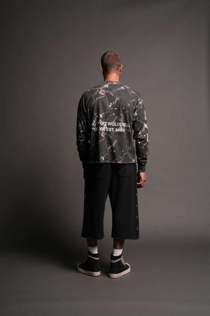 Club Core Grunge Mid Length Raw Hem Ls Tee In All Of Us Camo