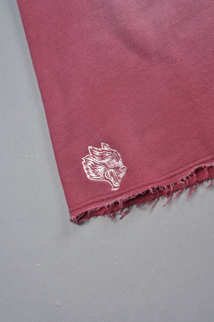 Dual Wolf Capri Sweat Pants In Cherry Red Super Sun Fade
