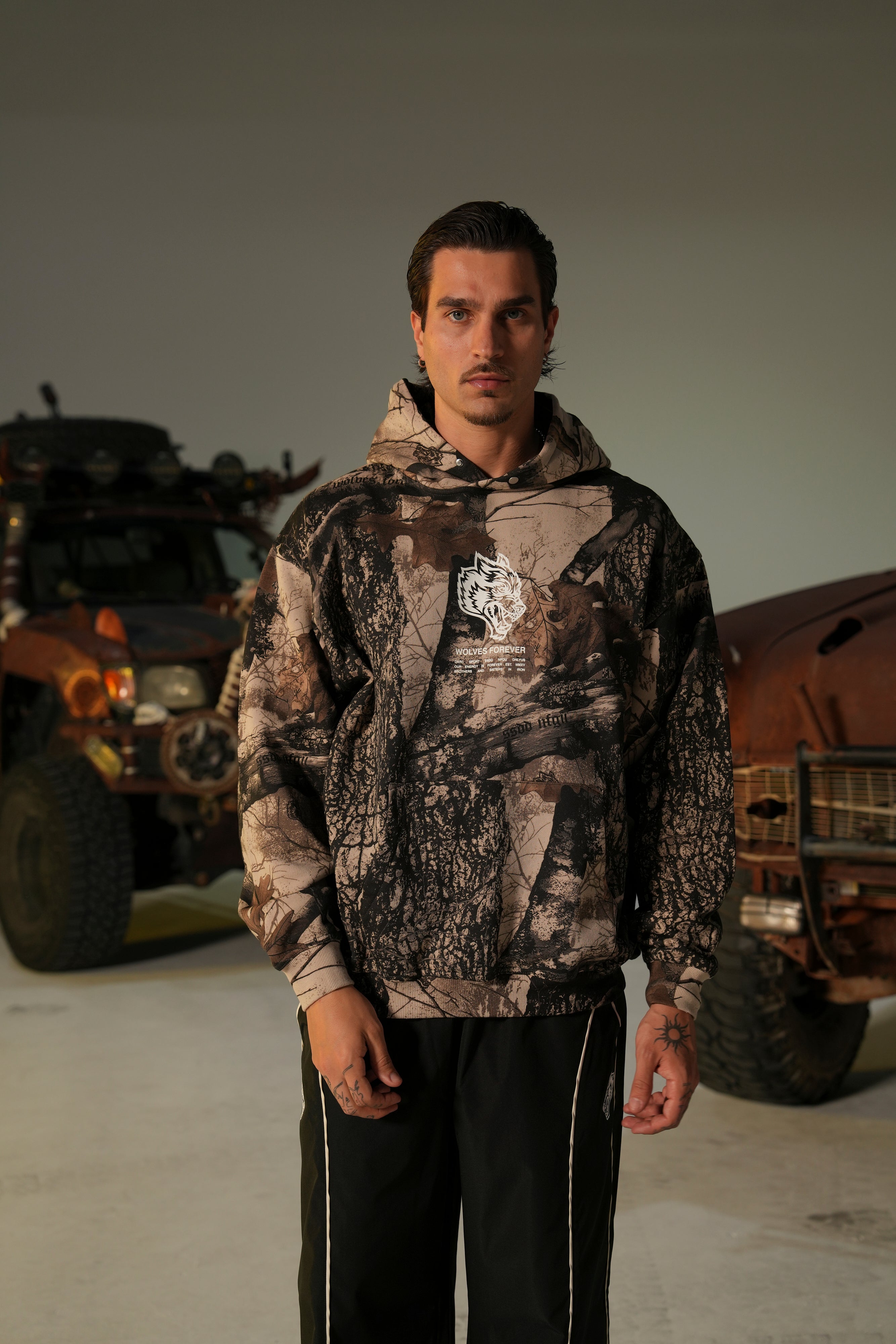 Wolves Have Your Back "Pierce" Hoodie in Clay Woodland Camo