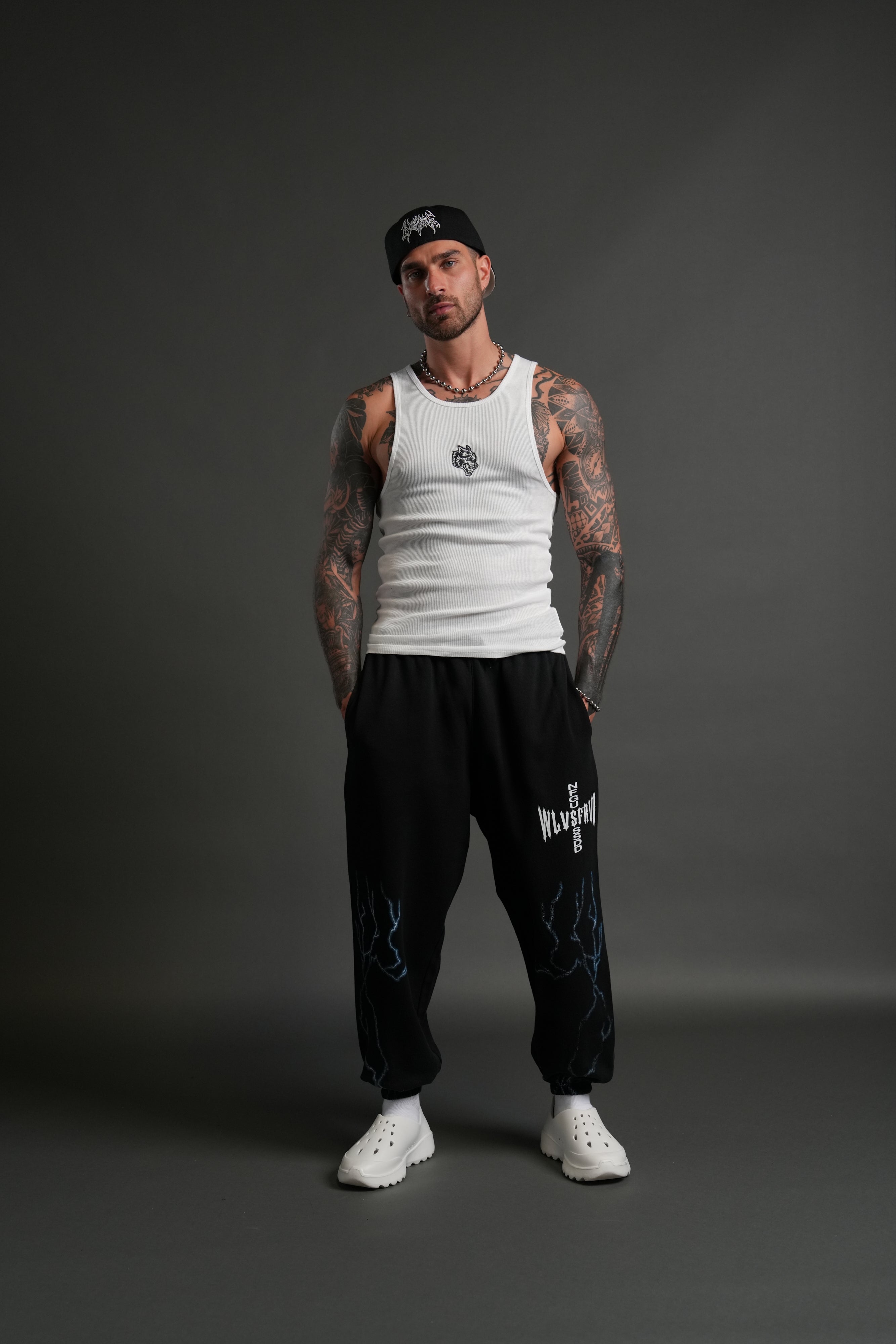 Iron Code Lounger Sweat Pants in Black Drift Wash