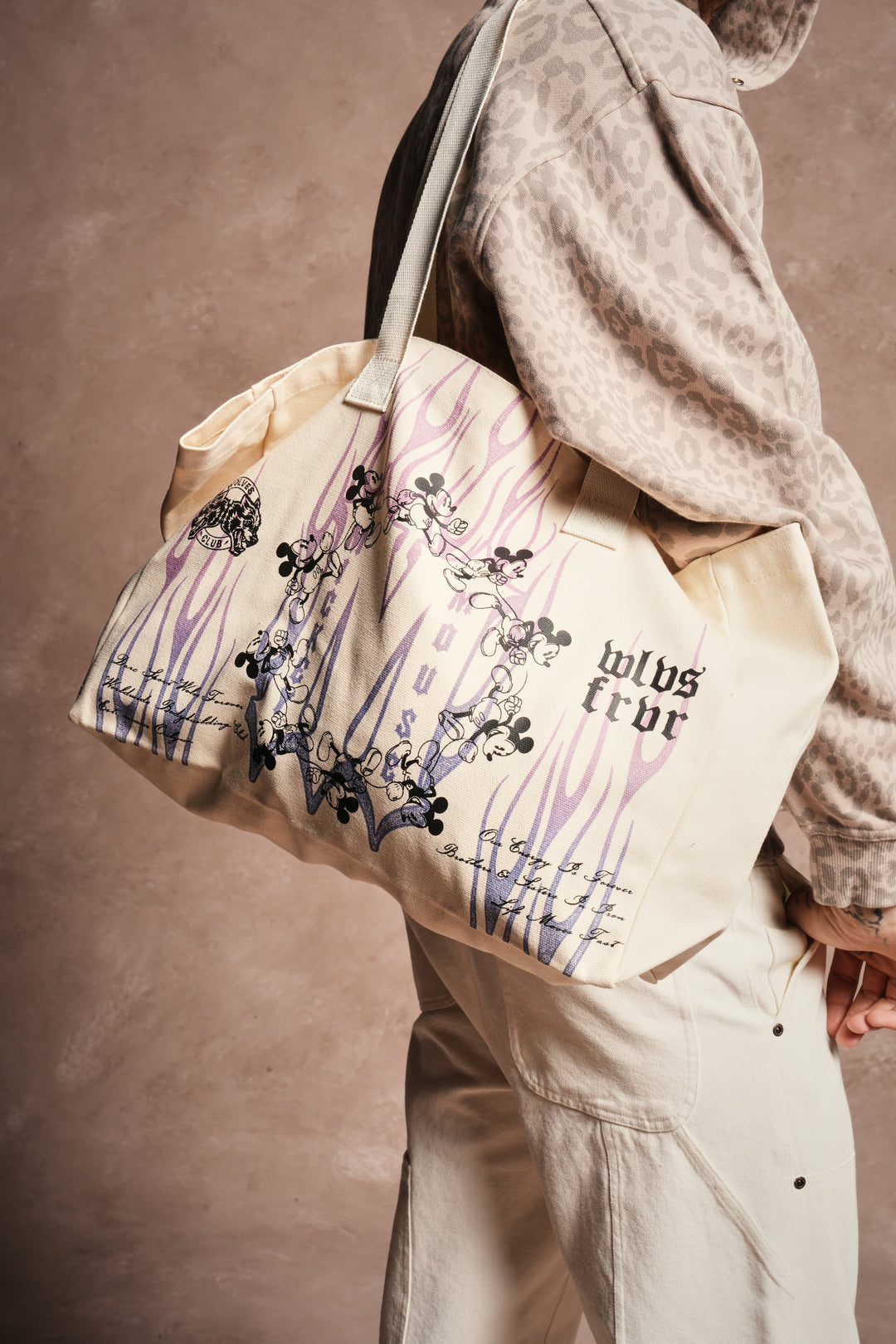 Mickey Forever Canvas Tote in Cream