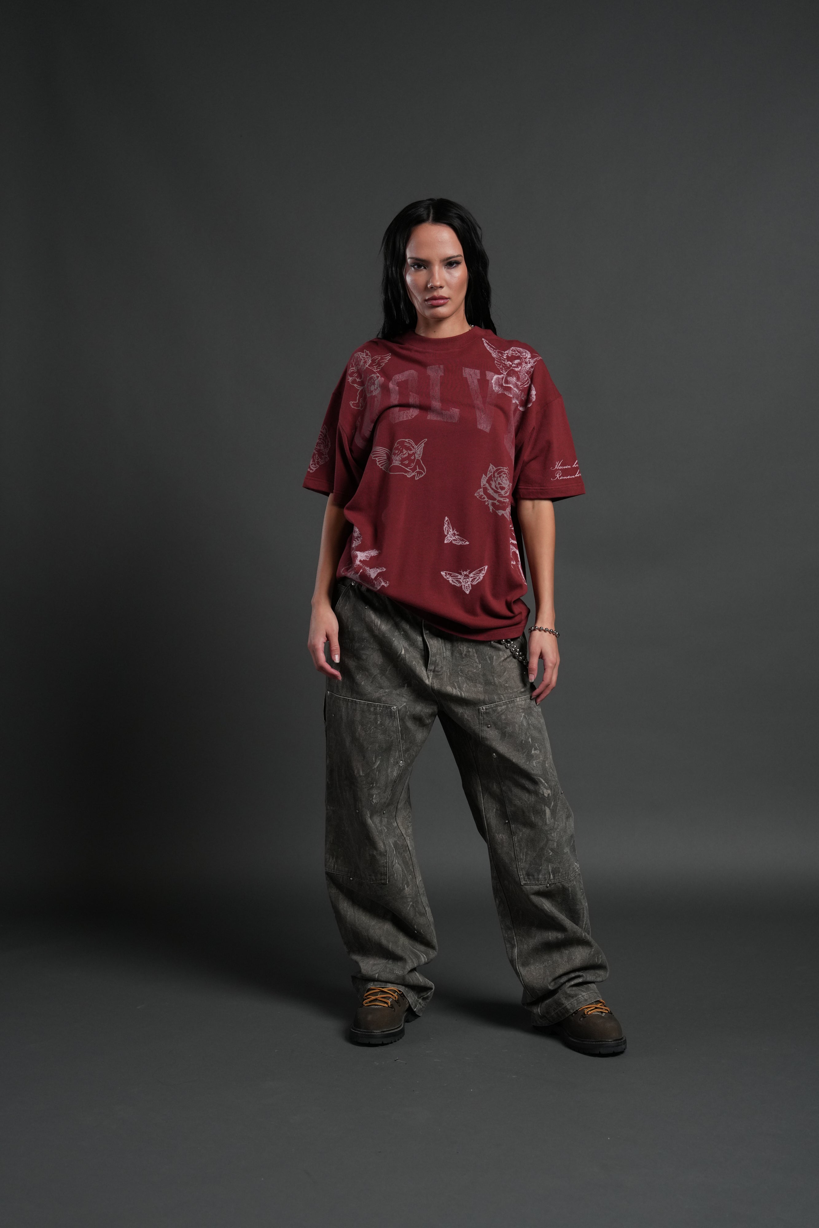 Fallen Cherub Unisex "Premium" Oversized Tee in Cherry Red