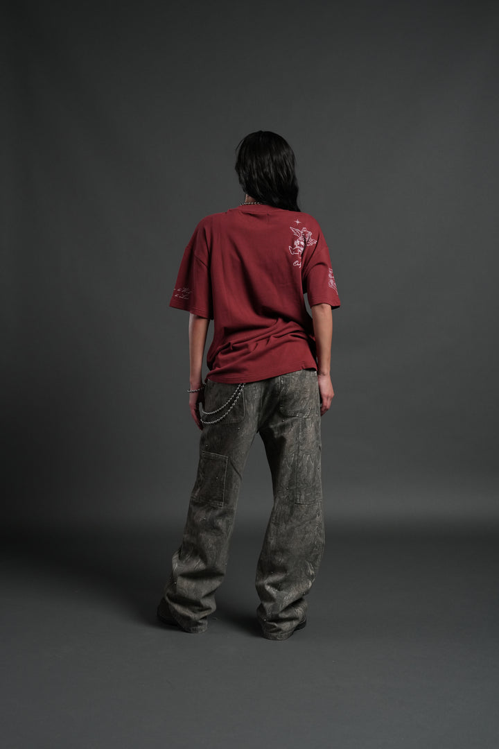 Fallen Cherub Unisex "Premium" Oversized Tee in Cherry Red