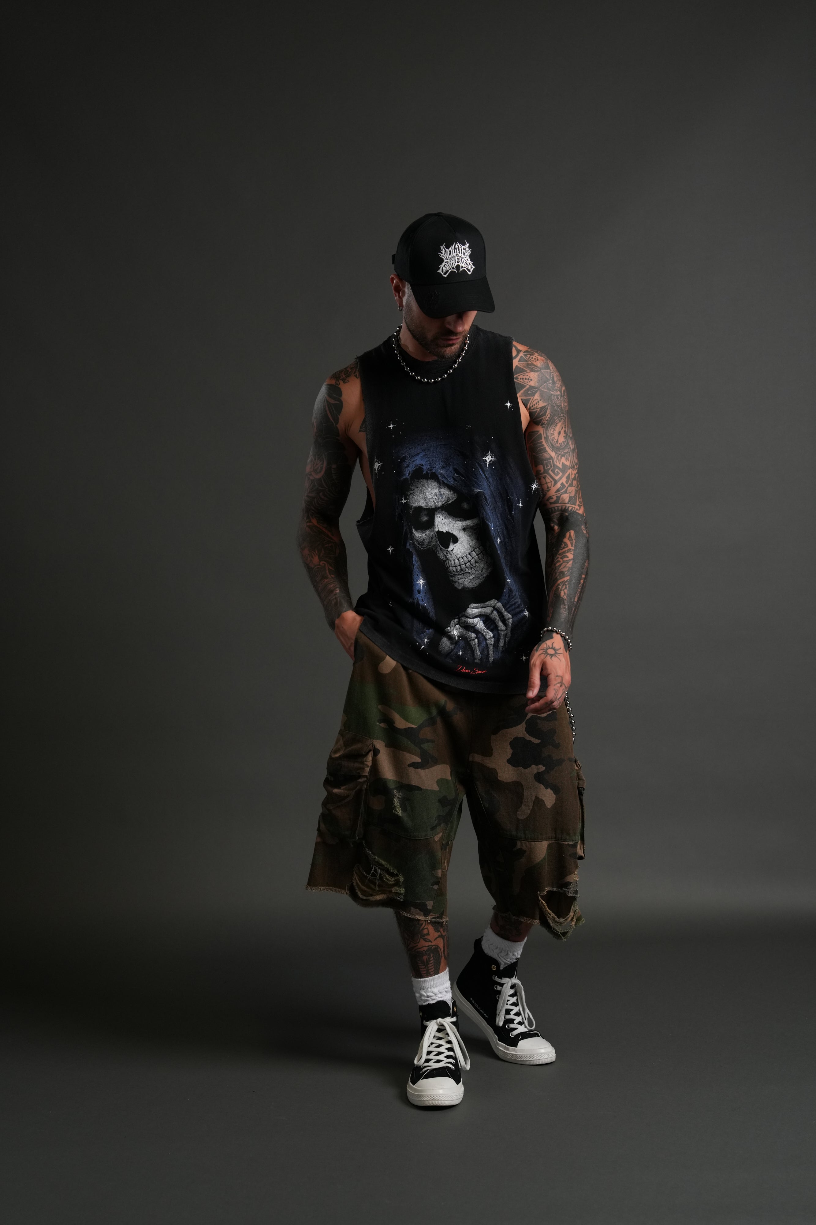 Grim Future "Tommy" Muscle Tee in Black