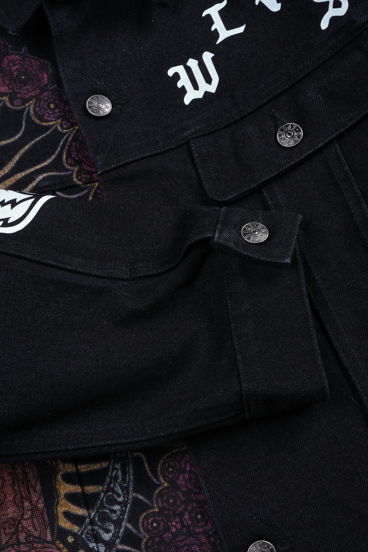 Nuestra Senora Cropped American Denim Jacket In Black